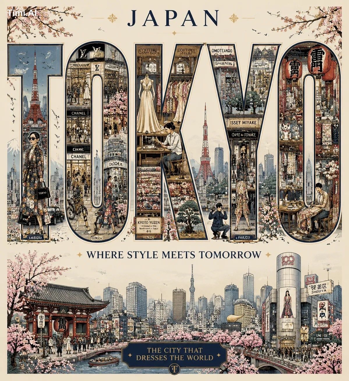 Create a highly detailed luxury editorial travel poster inspired by Vog… 2
