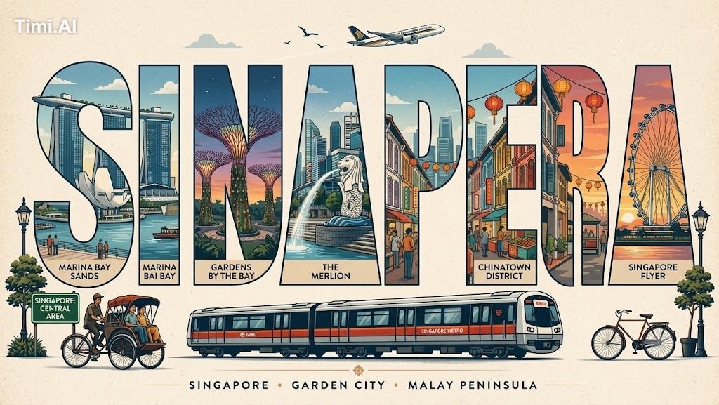 Create a vintage travel postcard illustration in a retro typographic st…