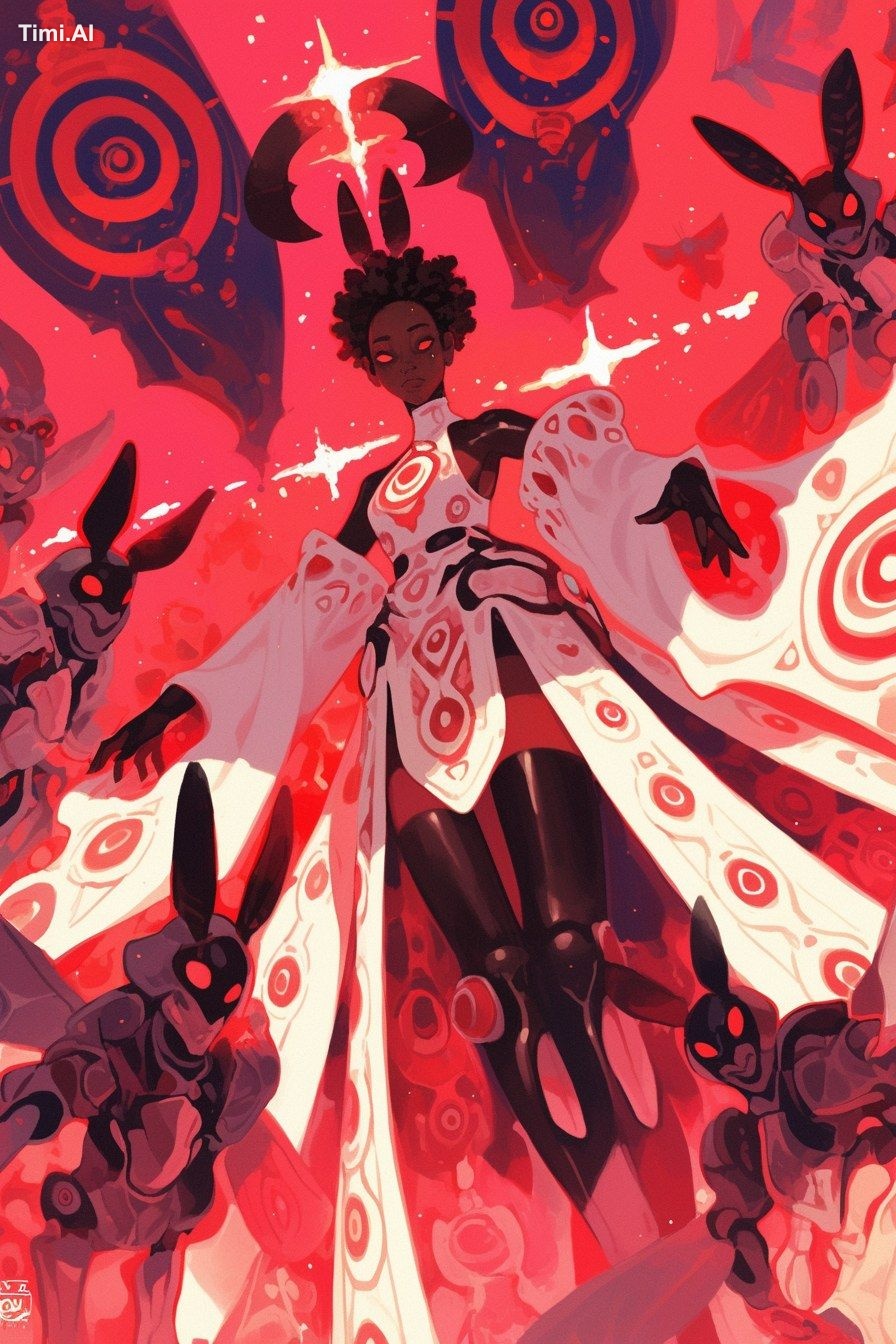 intergalactic moth witch ascends into hell’s Mars moon where glowing sp…