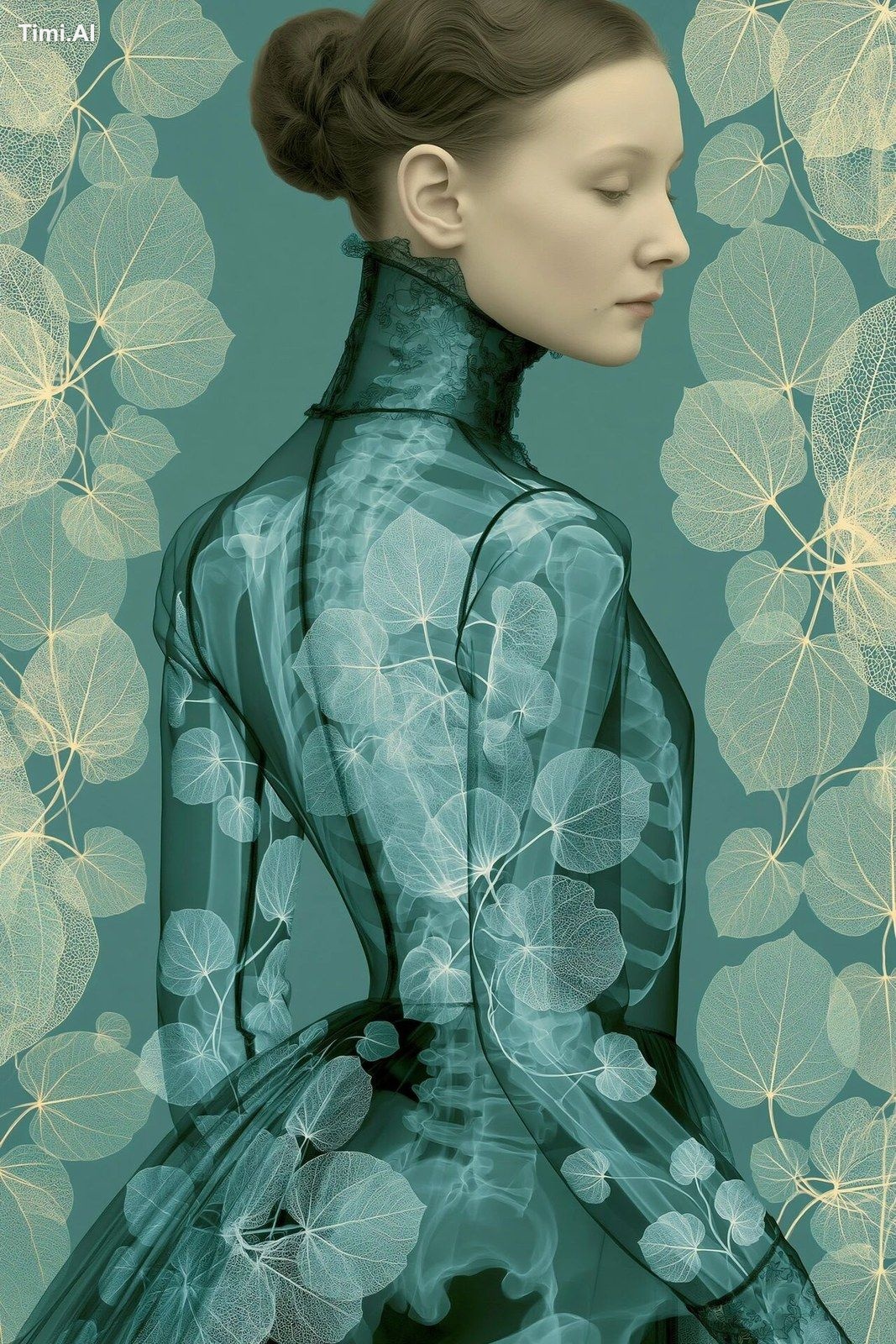 X-ray scan of of 19 year old Belorussian girl from the waist up, agains…