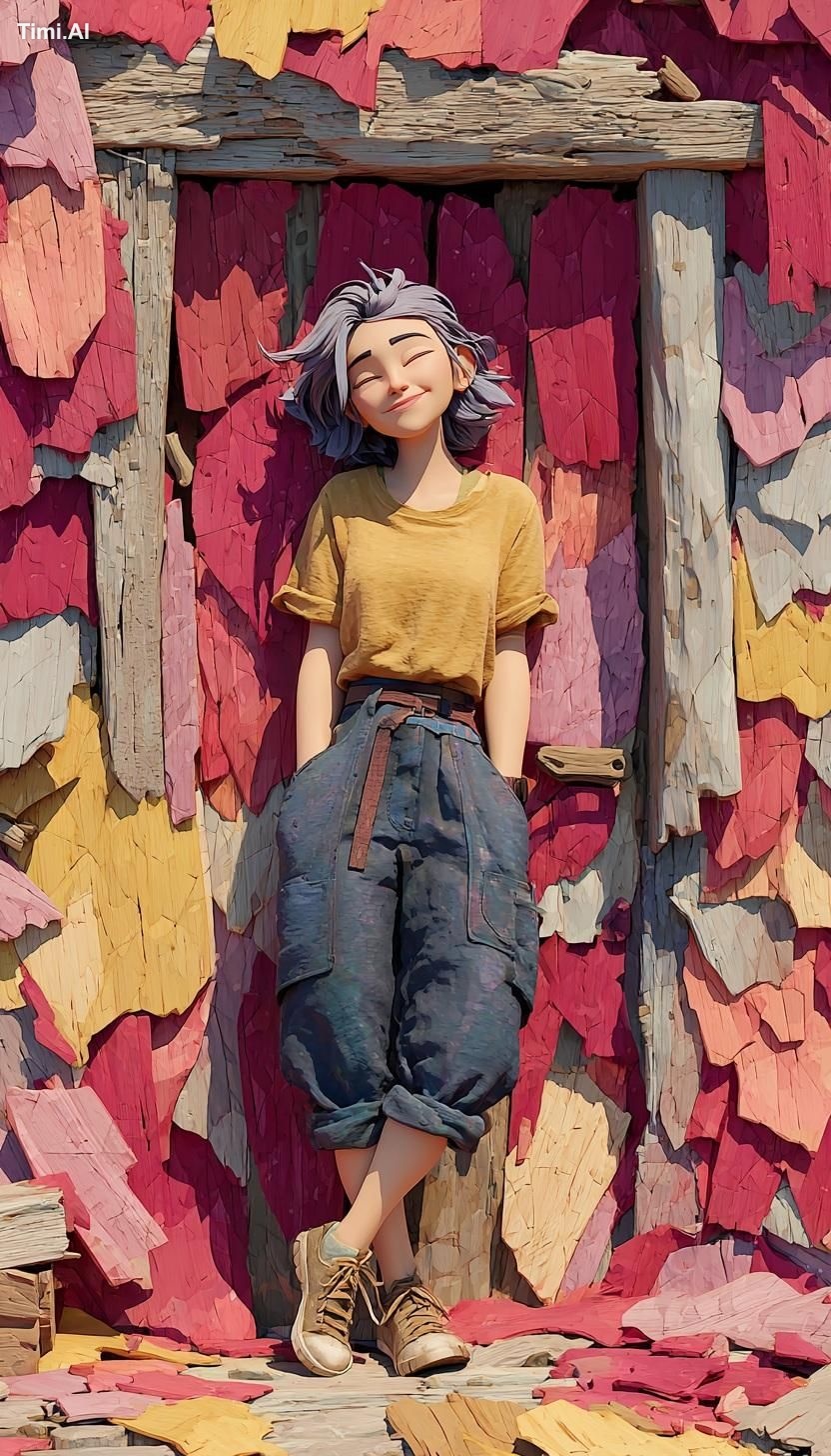1. A stylized 3D animated young woman with a warm, whimsical look, big … 1