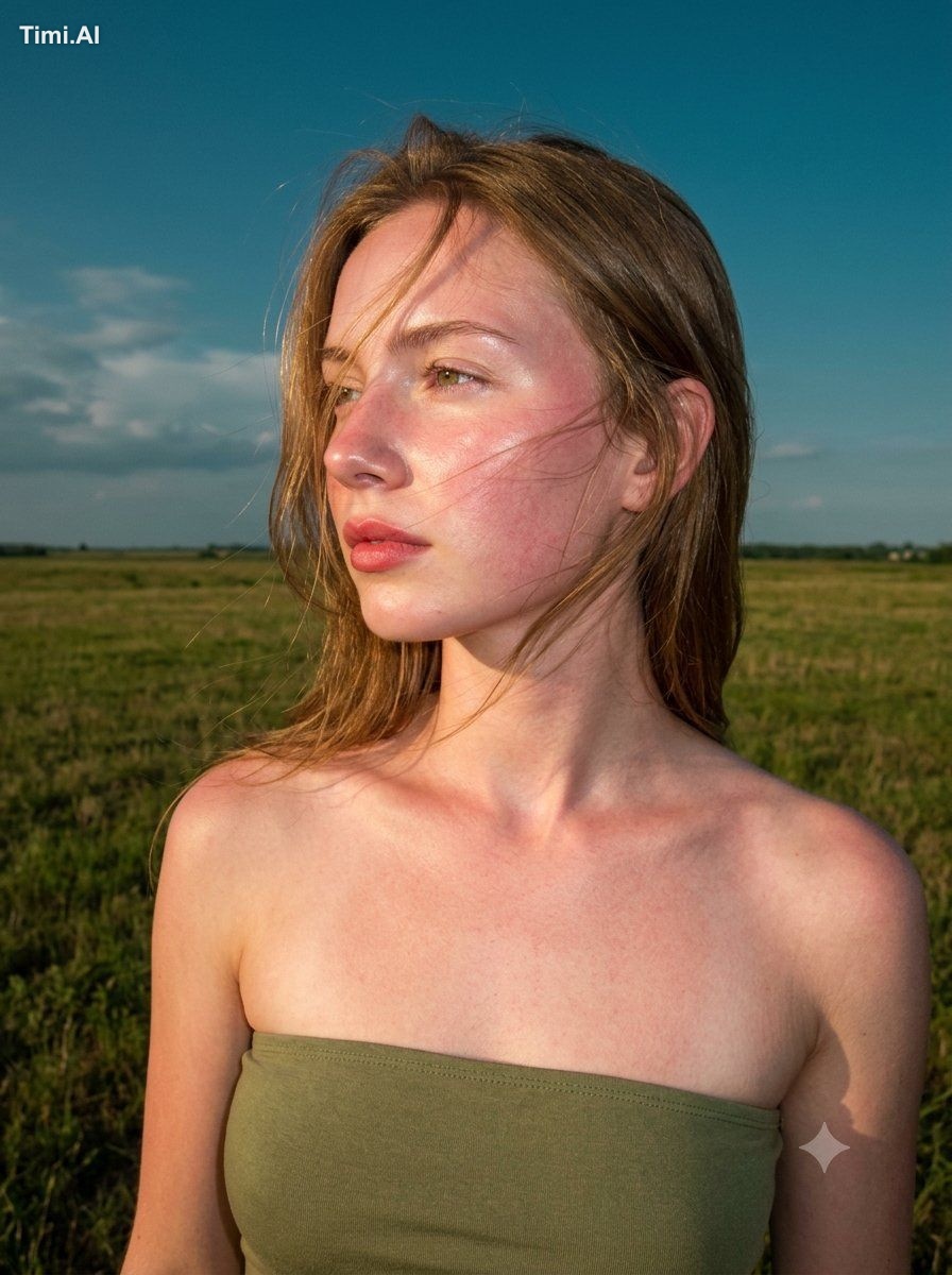A breathtaking, ultra-realistic outdoor portrait of a young woman stand… 1