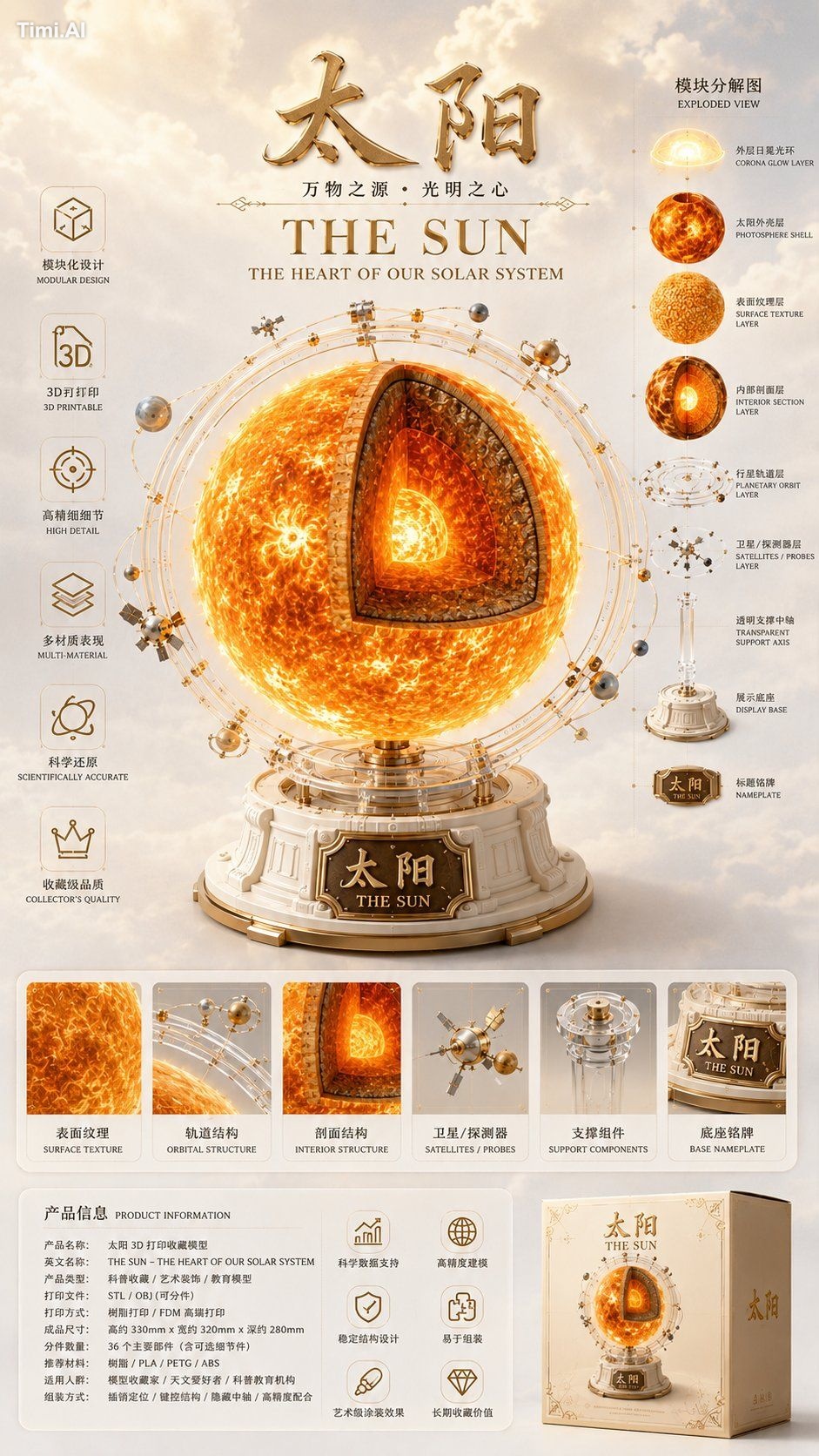 创建一张 9:16 垂直构图的高端 3D 打印收藏模型产品海报，主题为《【[宇宙对象中文名]】》【[UNIVERSE OBJECT NAME]… 2