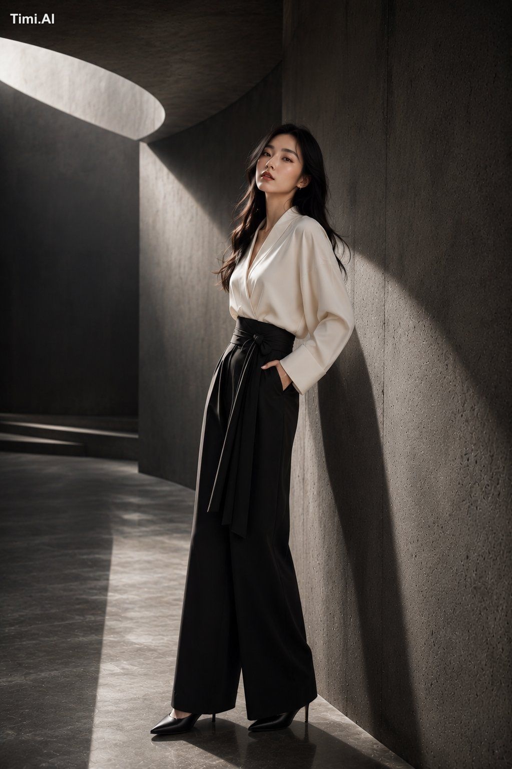 A stunning young Japanese woman in a high-end fashion studio photoshoot… 1