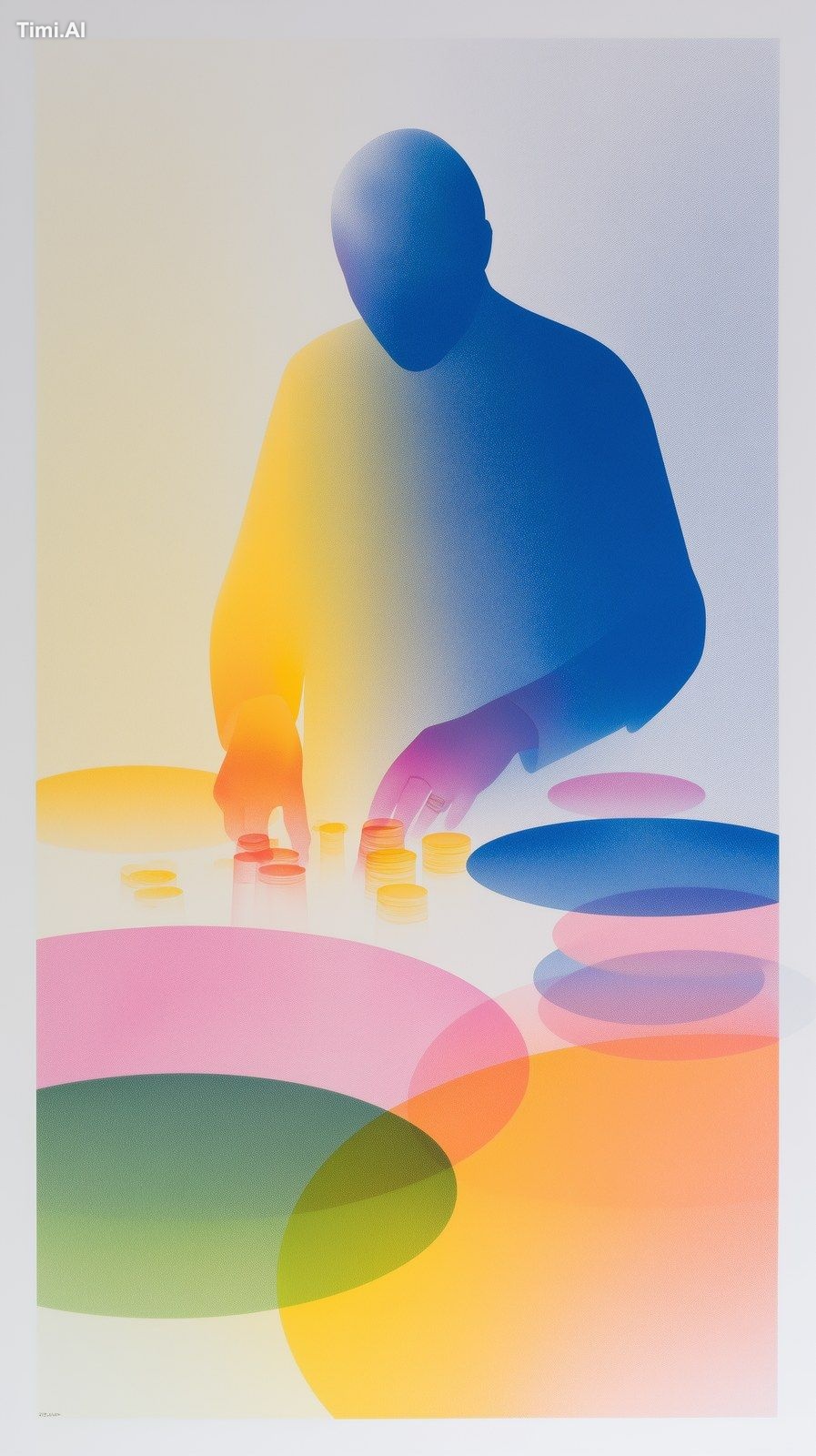 a glowing artisan figure crafting coins of light on a luminous table, a…