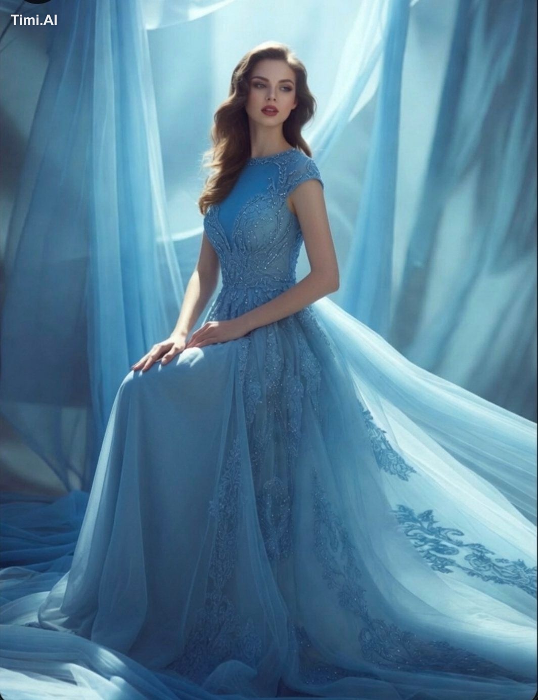 A hyper-realistic, ethereal portrait of a woman embodying an icy, celes… 1