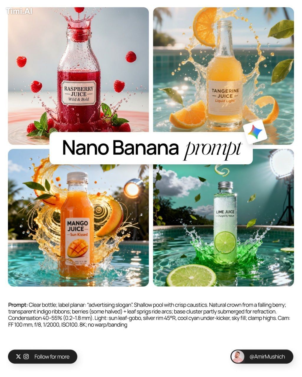 Clear bottle; label planar: "Pure Energy". Shallow pool with crisp caus…