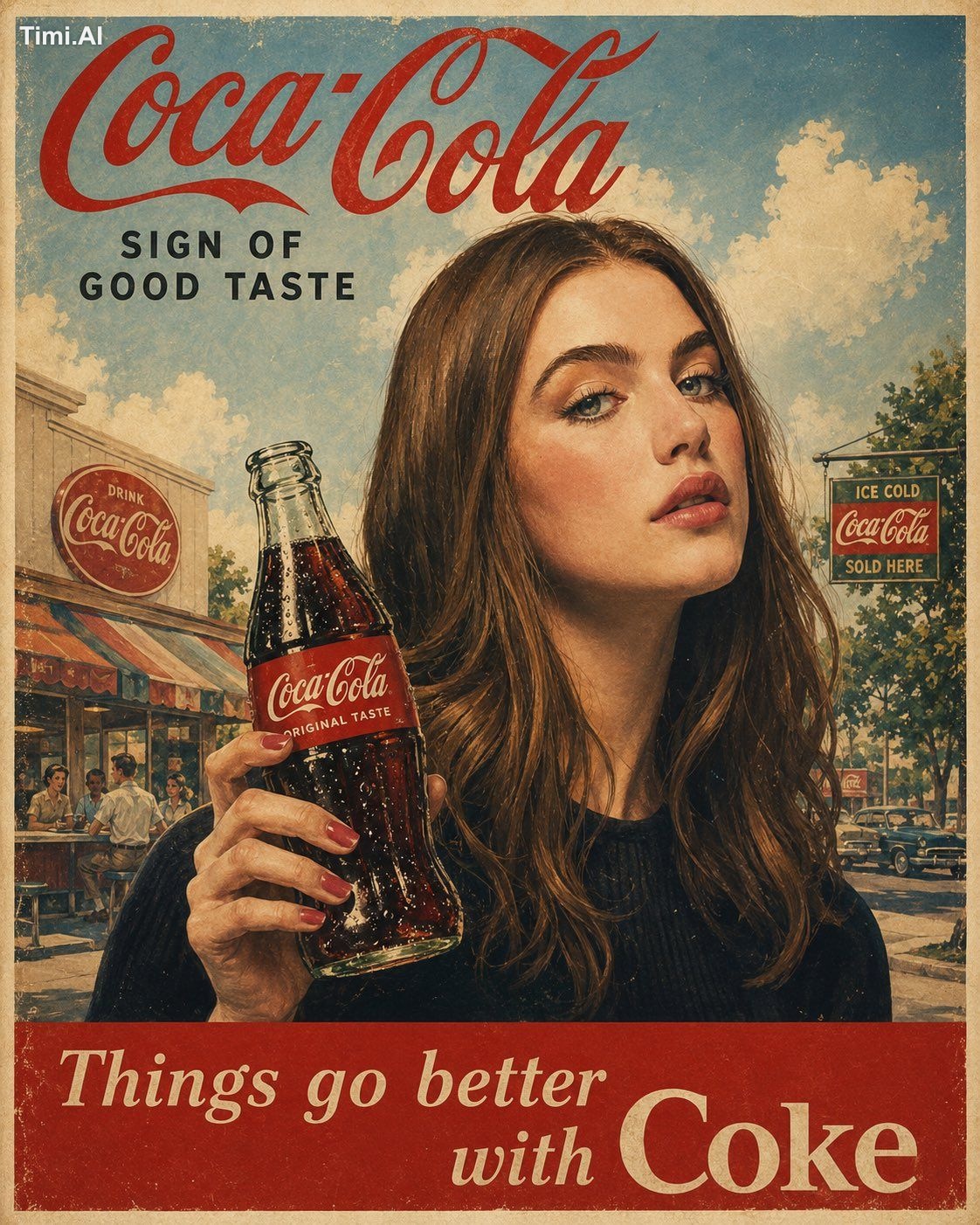 Authentic 1960s American advertising poster for [COCA COLA], vintage mi…