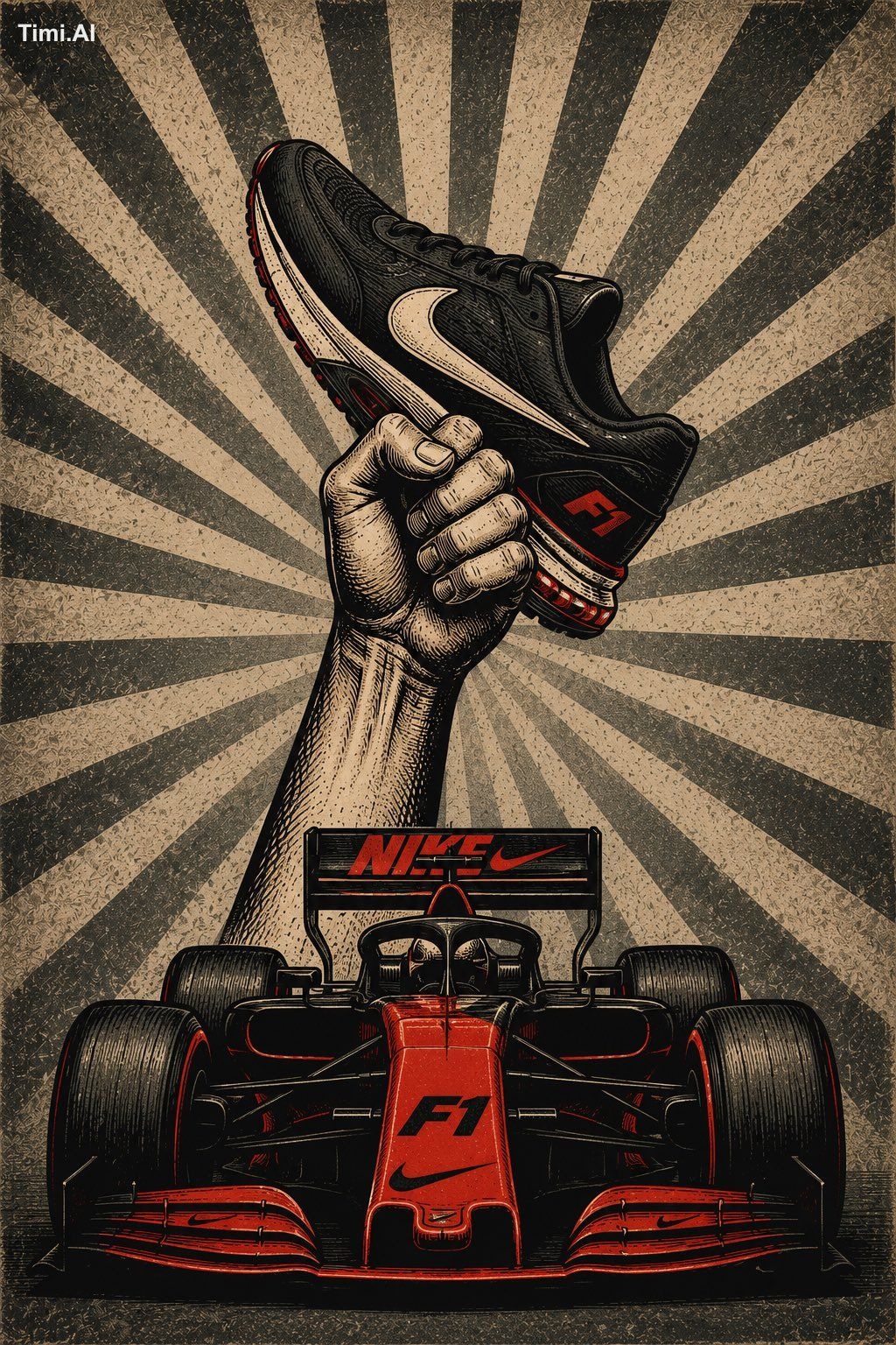 A bold vintage propaganda-style illustration featuring a strong human h… 1