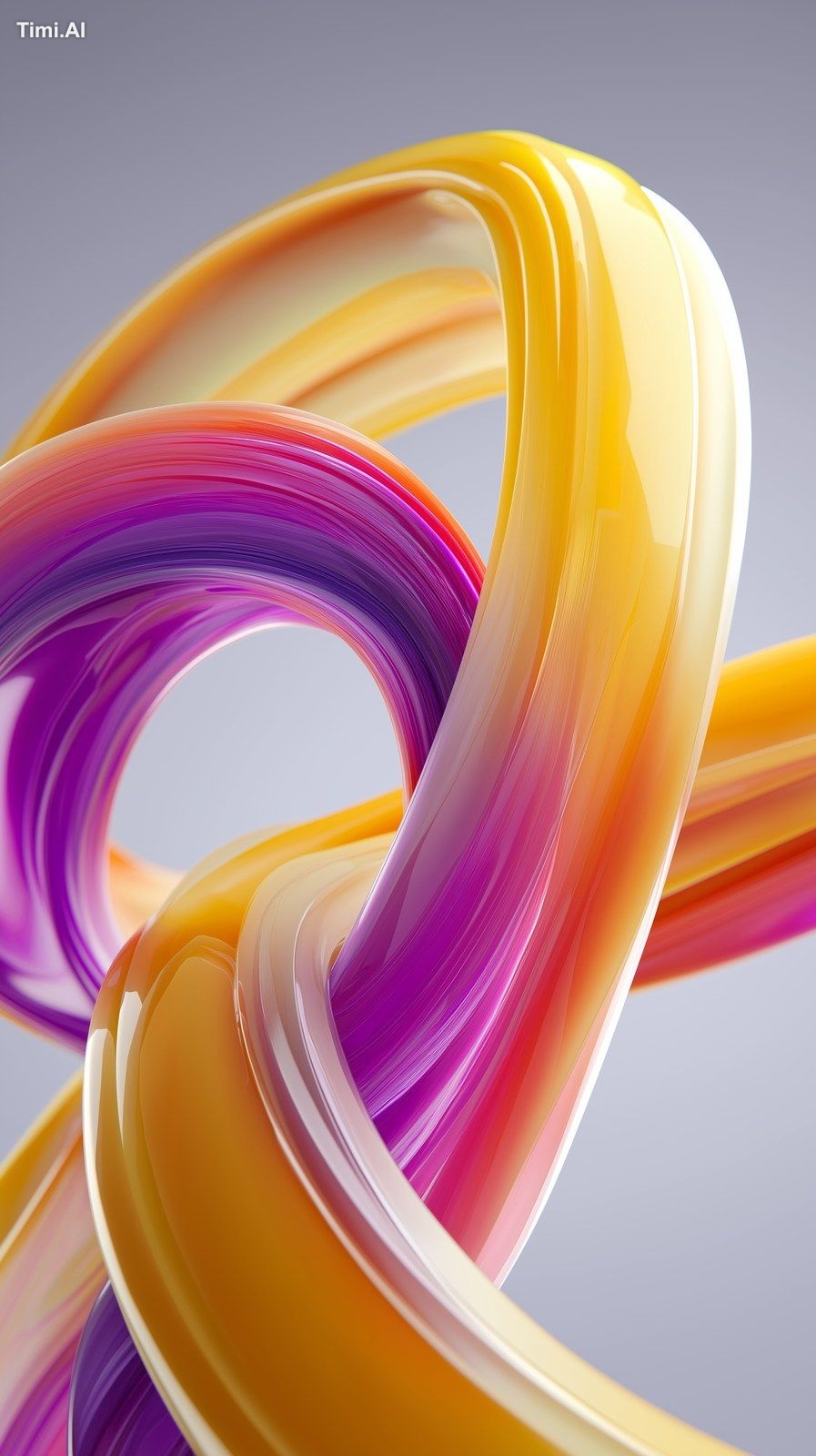 Abstract 3D smooth shape with intertwined loops, vibrant gradient color…