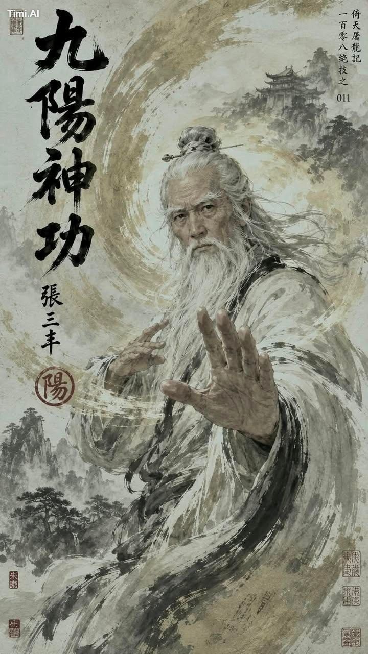 Ancient Chinese wuxia master poster, inspired by Jin Yong / martial art…