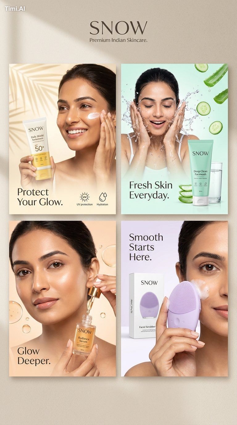 Ultra premium Indian skincare SMM campaign system, luxury beauty advert… 2