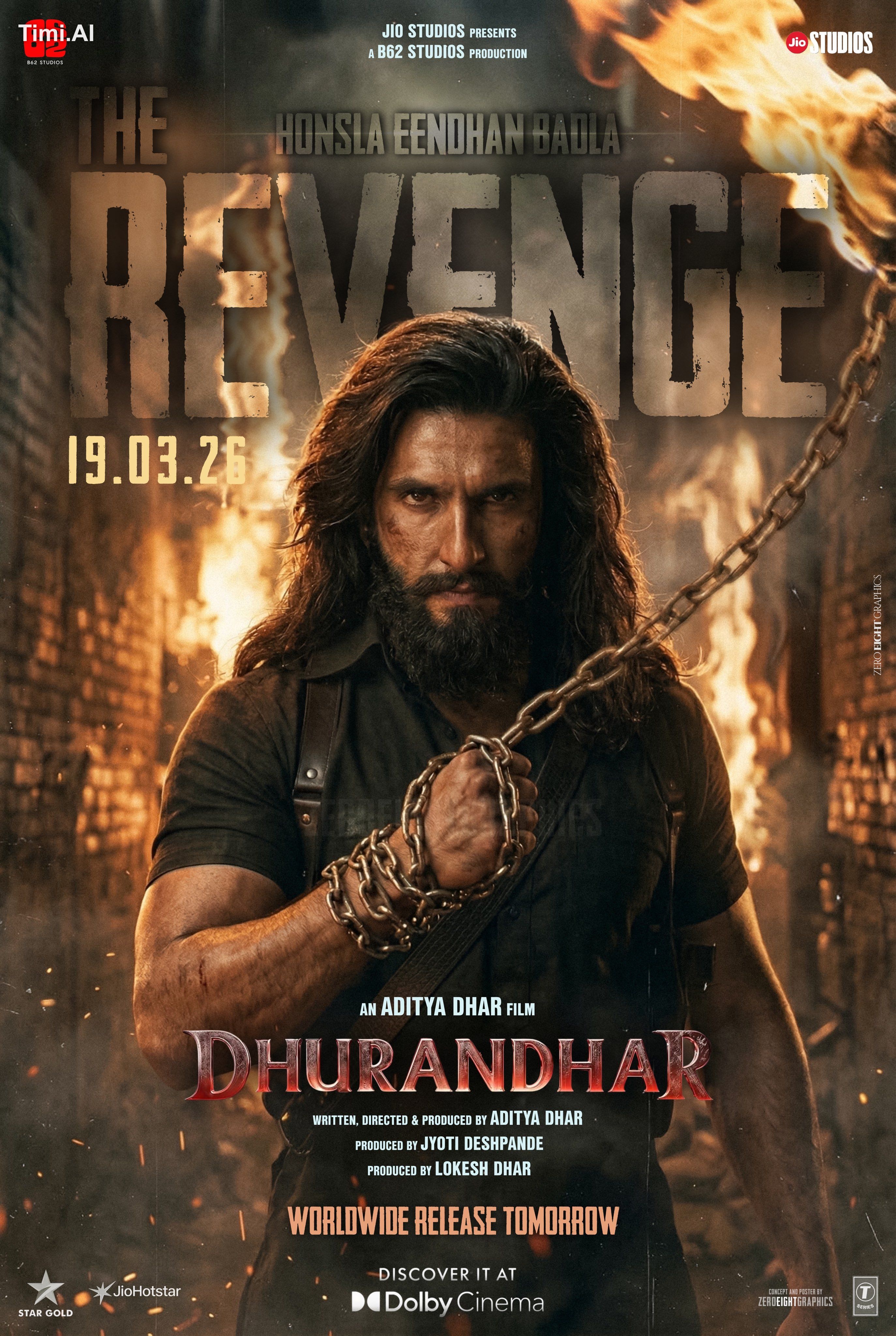 Fanmade Release Poster for Dhurandhar 2 featuring Ranveer Singh