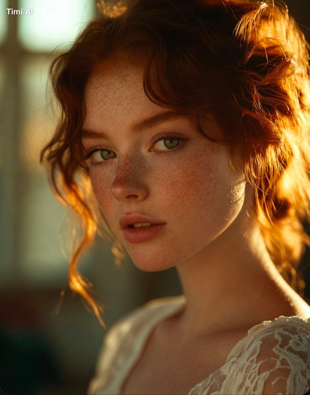 A hyper-realistic, high-detail portrait of a young woman with striking …