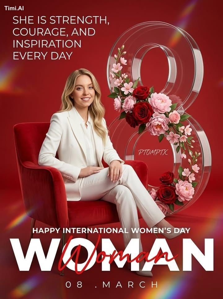 Create a high-end promotional poster for International Women's Day, des…