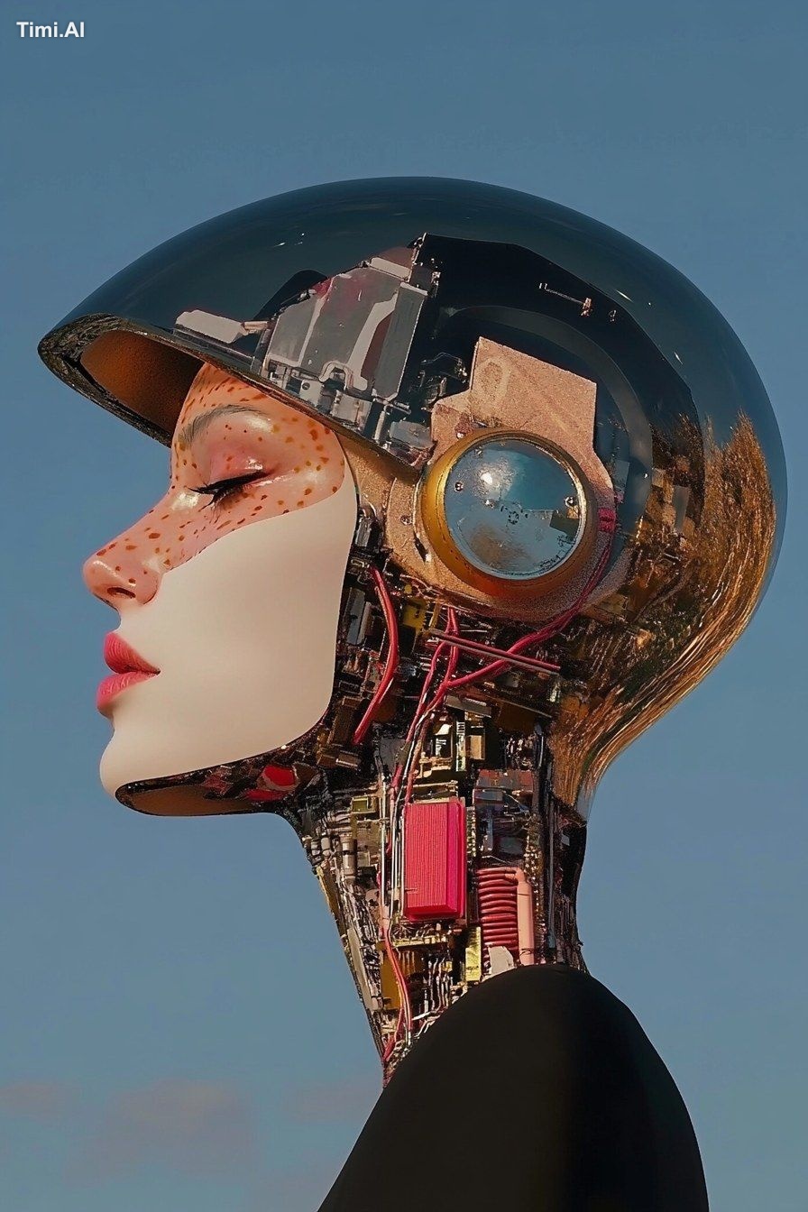 Android cyborg Compressed telluric female cyberpunk robot creature gyno…