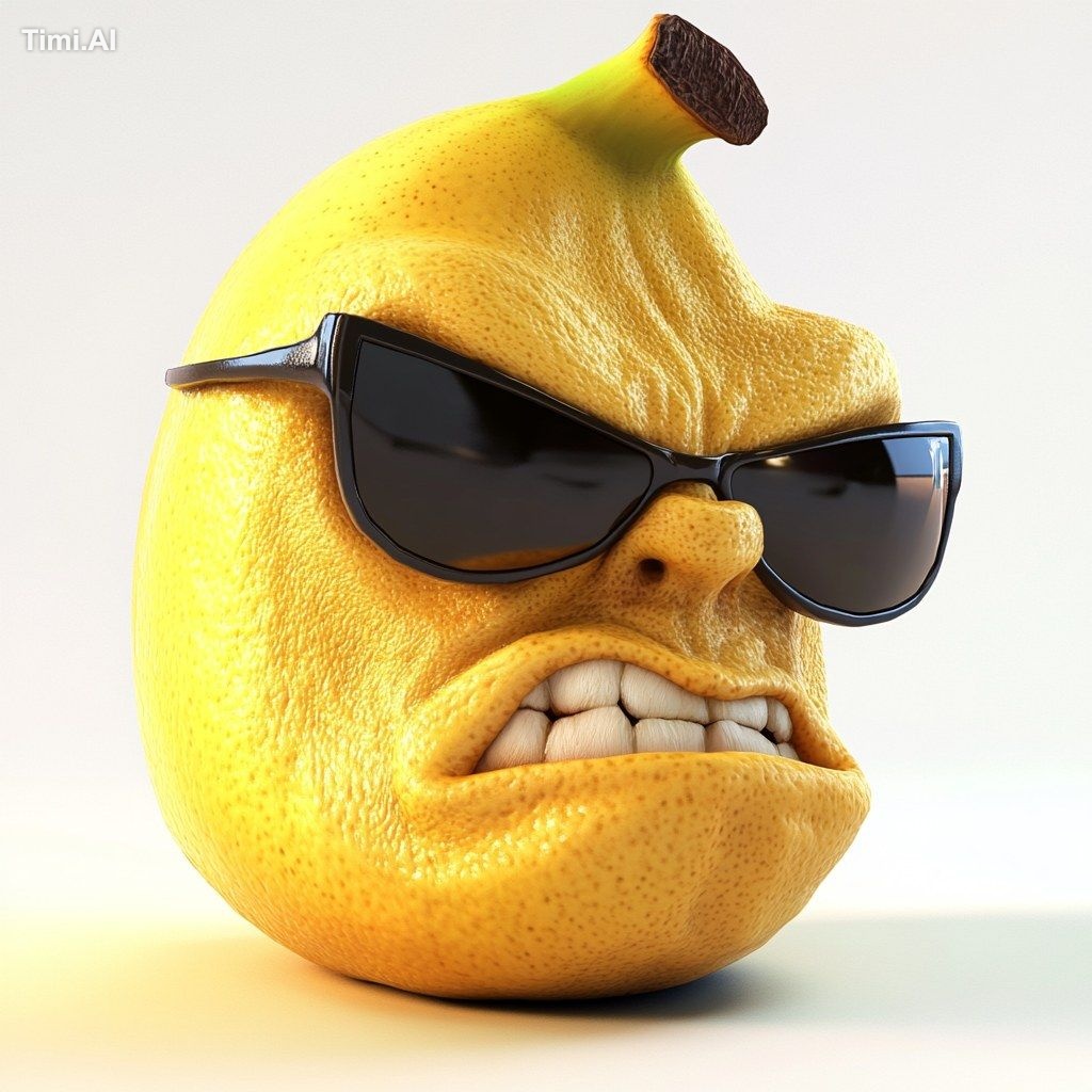 Generate an image of a face shaped like a banana, with human-like skin …
