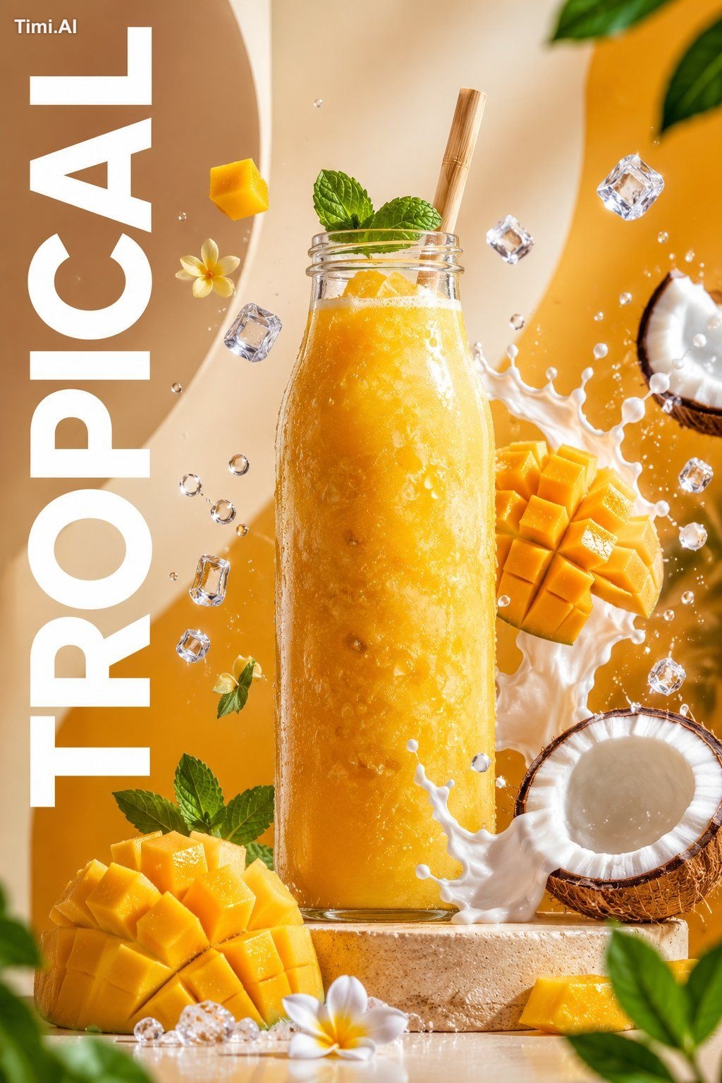 Create a premium, ultra-realistic beverage advertisement poster featuri… 1