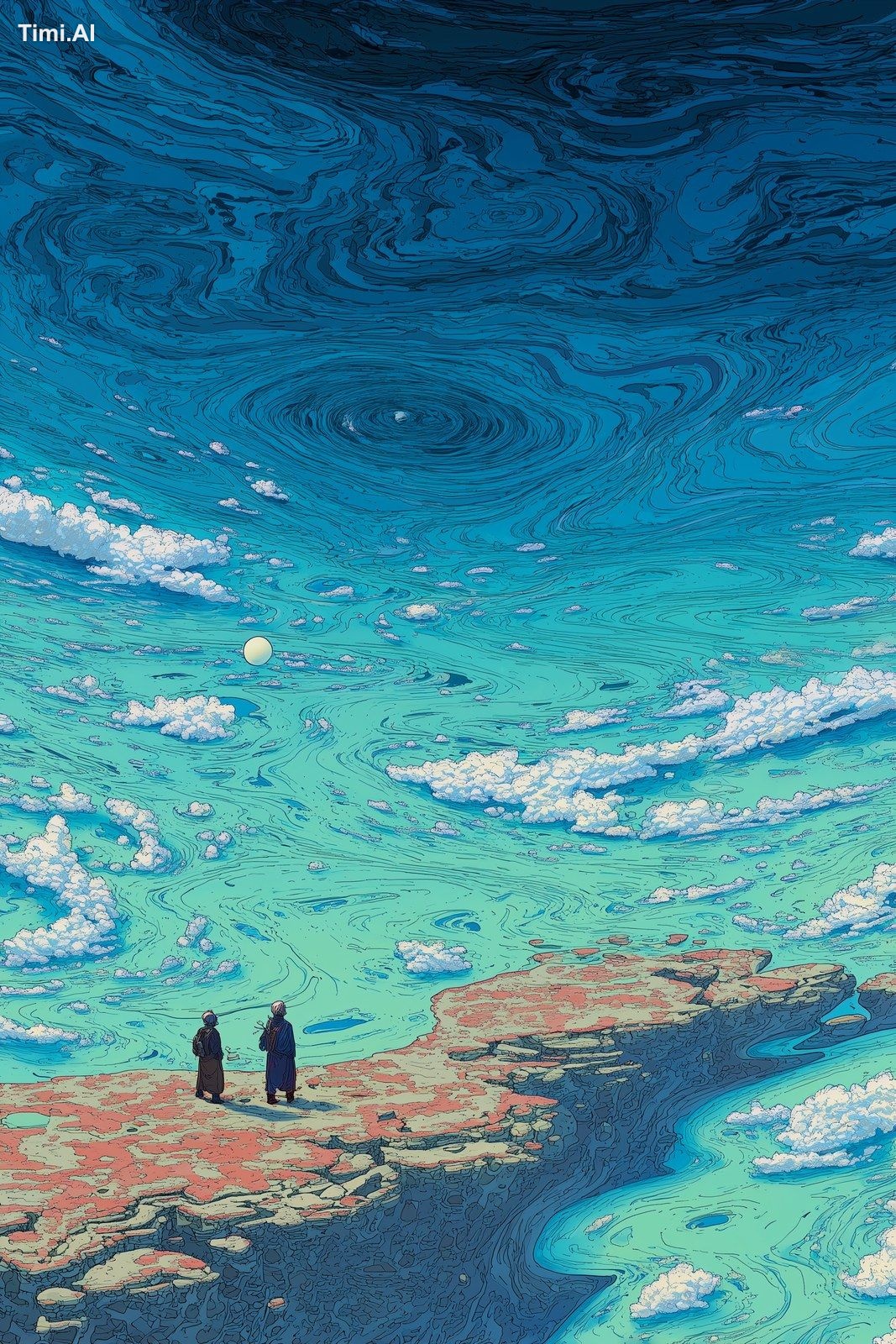 Moebius, man see the space , liquid , anime, paint over , anime , --ar …