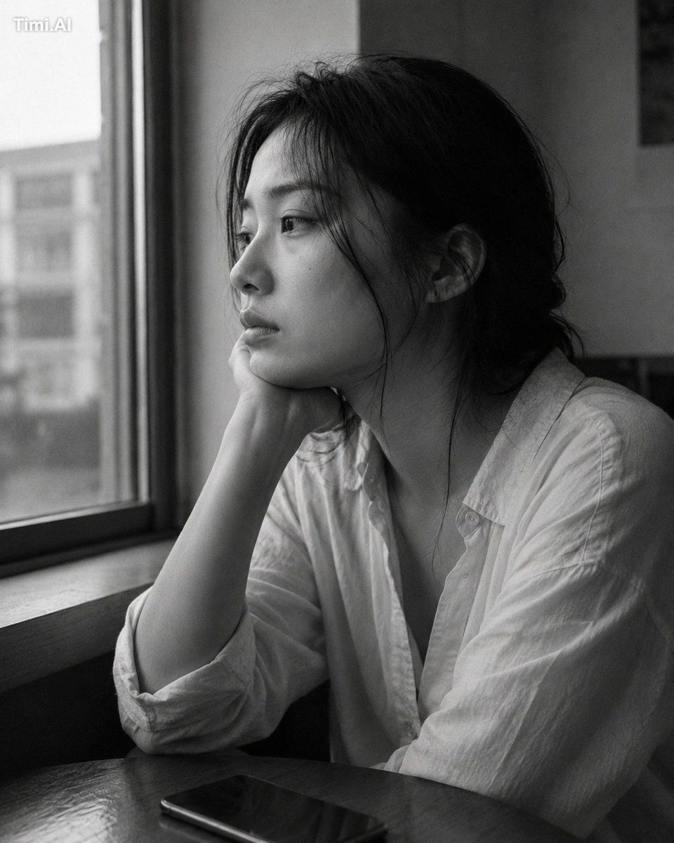 Medium close-up portrait, 85mm, a young East Asian woman in her early 2… 1
