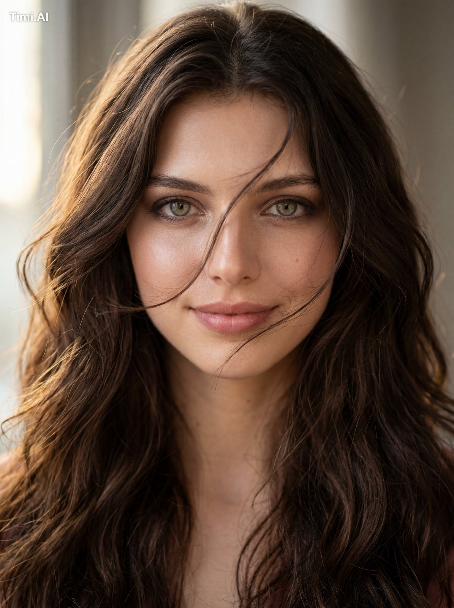 Ultra-realistic cinematic close-up portrait of an exceptionally beautif…