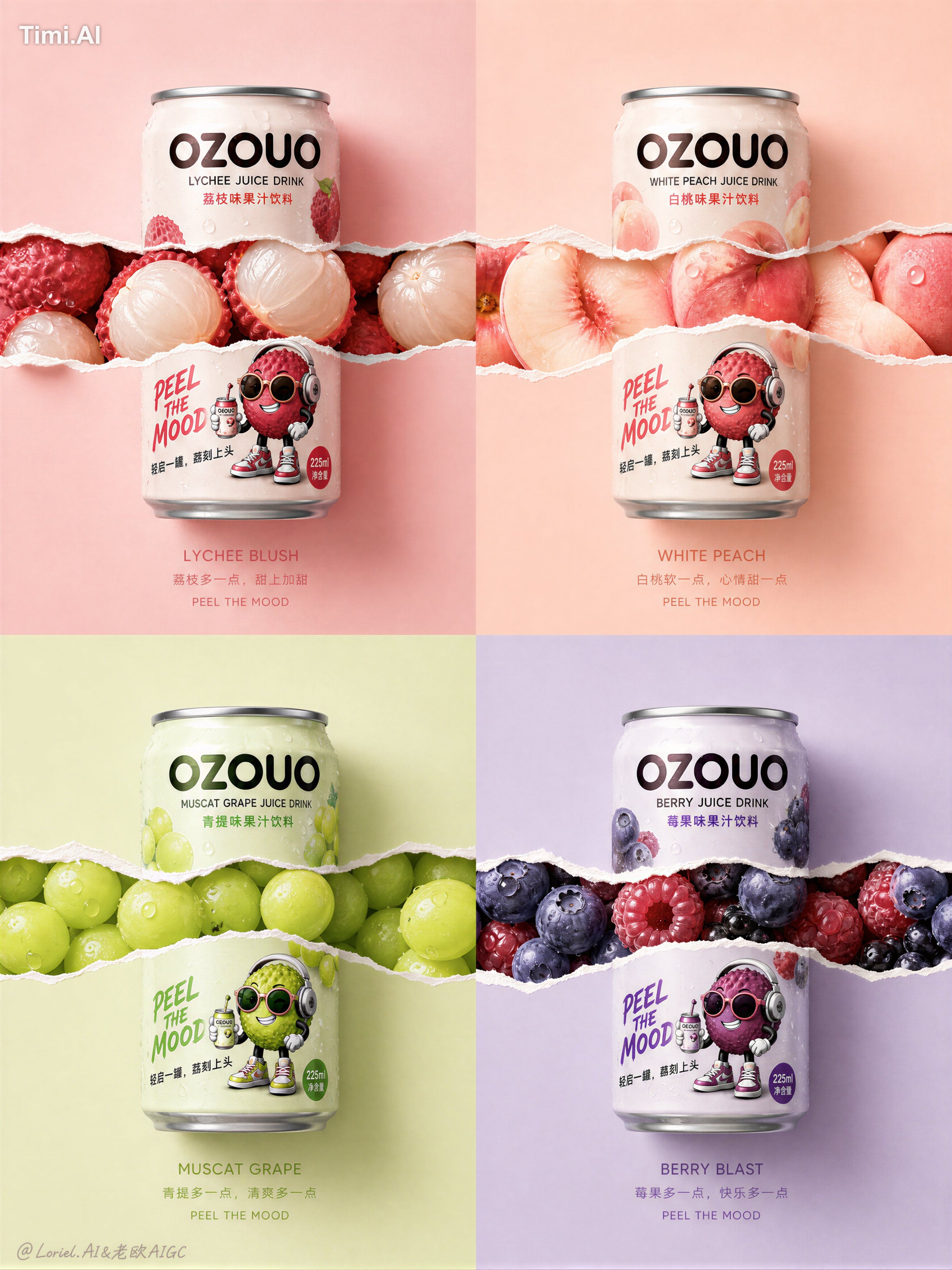 messy fruit collage, inconsistent packaging design, loud graphic clutte…