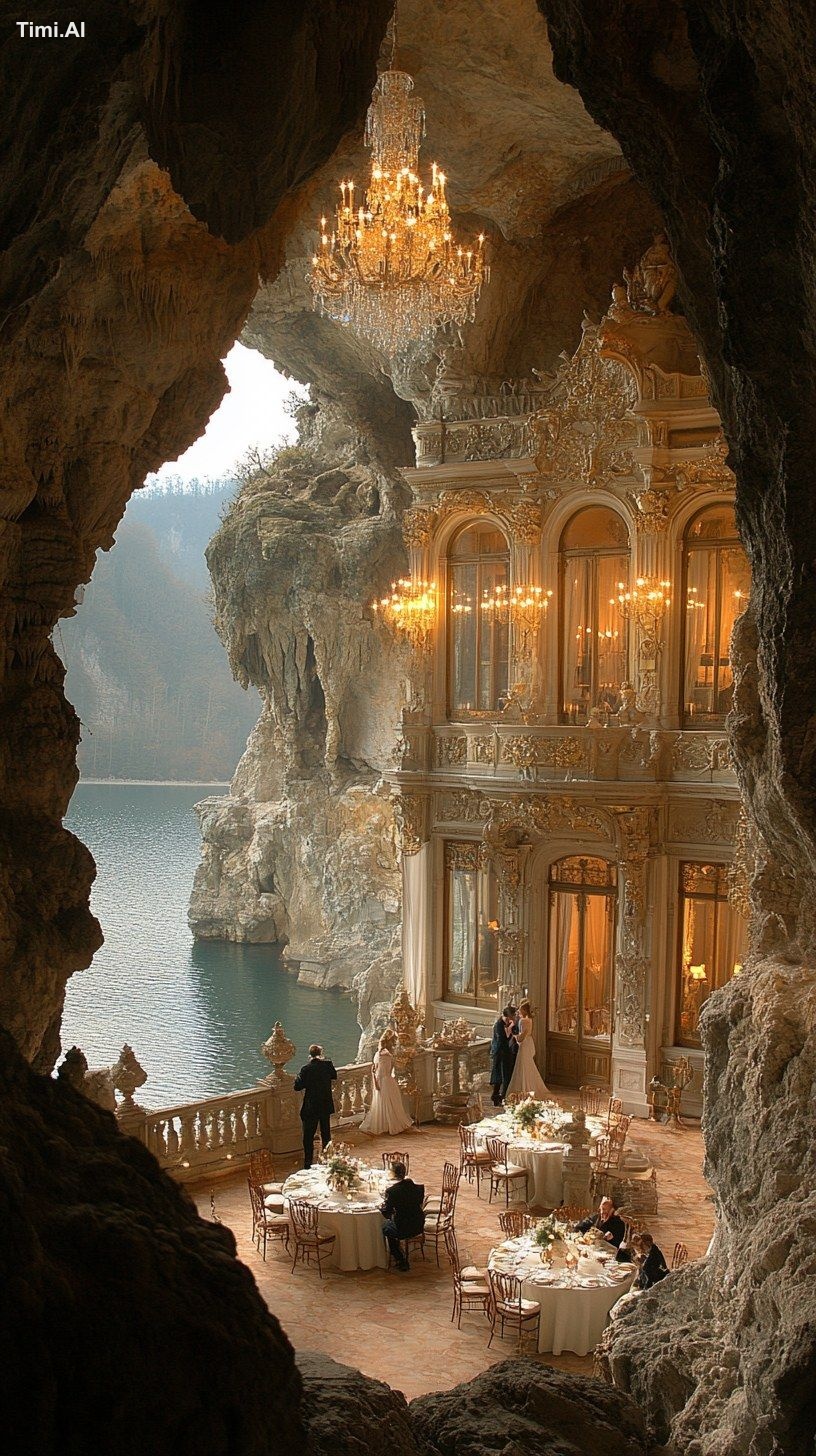 A grand wedding inside the Hohenzollernburg Castle in Austria, adorned …
