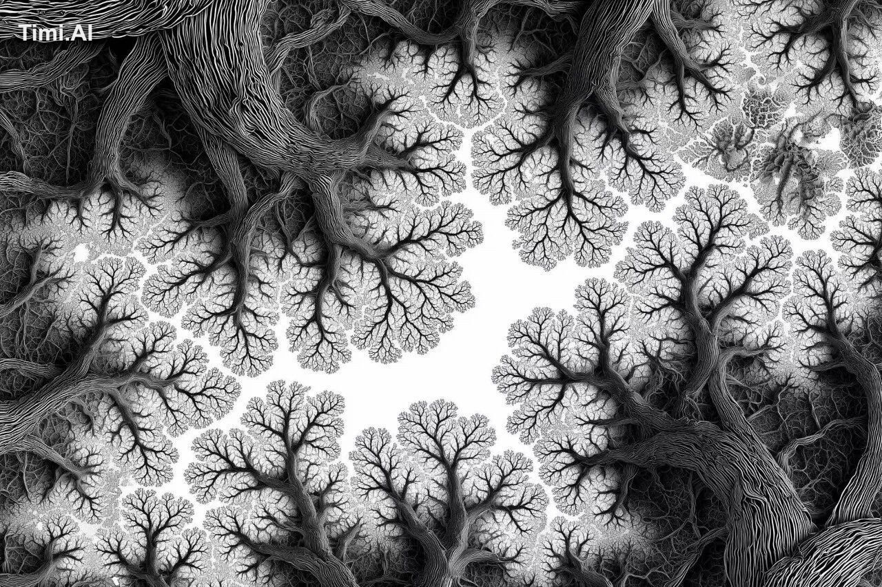 black and white wiggles , nature fractal 3d illusion high resolution --…