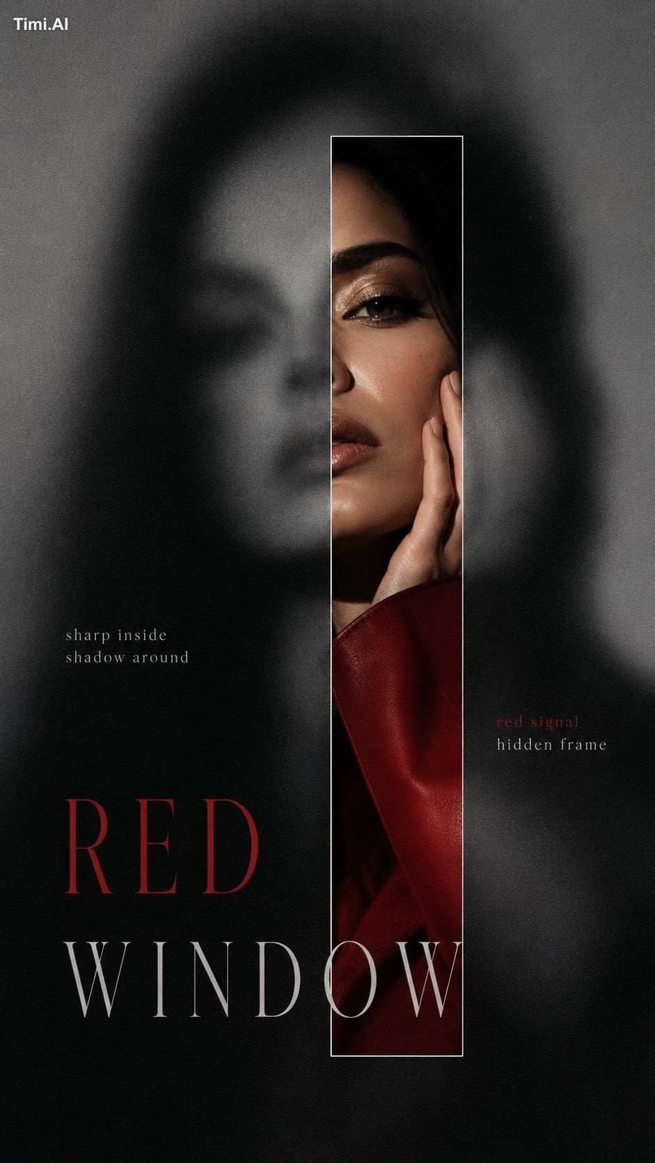 Create a 9:16 high-end blurred reveal portrait poster with a cinematic …