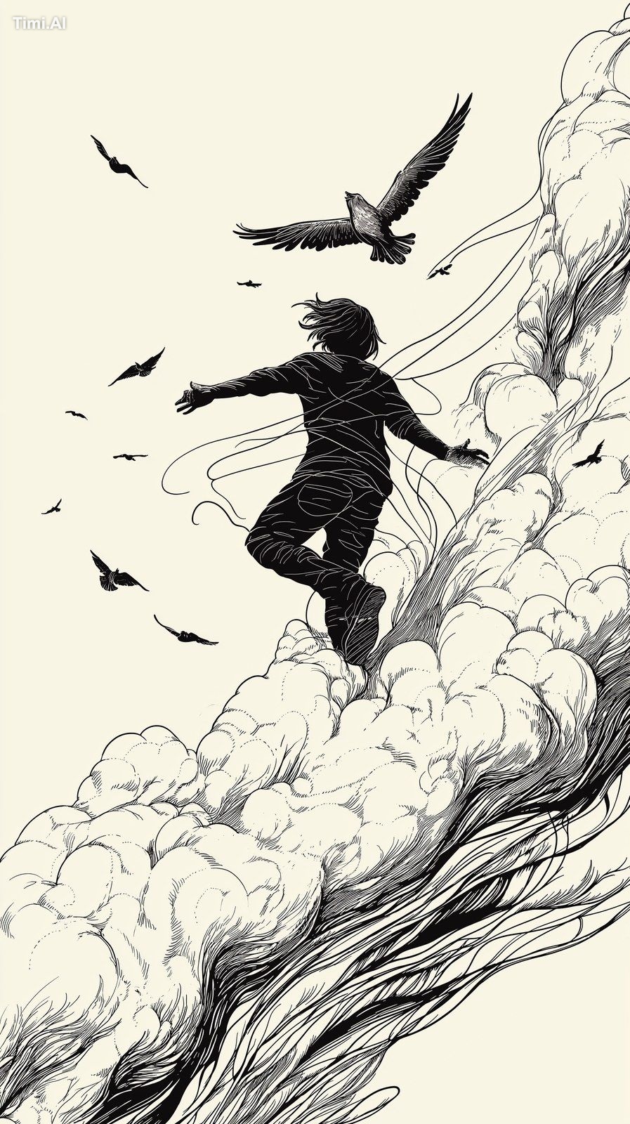 illustration for children book, above the clouds --ar 9:16 --sref https…