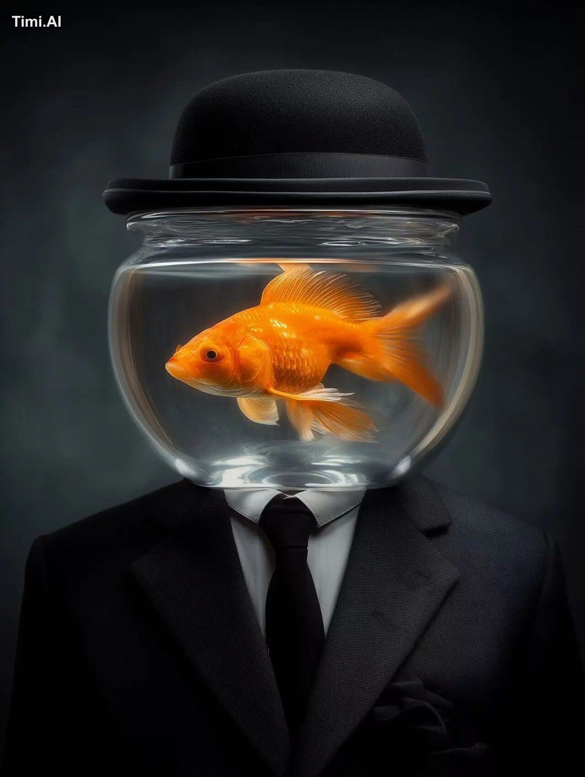high quality Photography portrait of freemason bowl with a goldfish, an…
