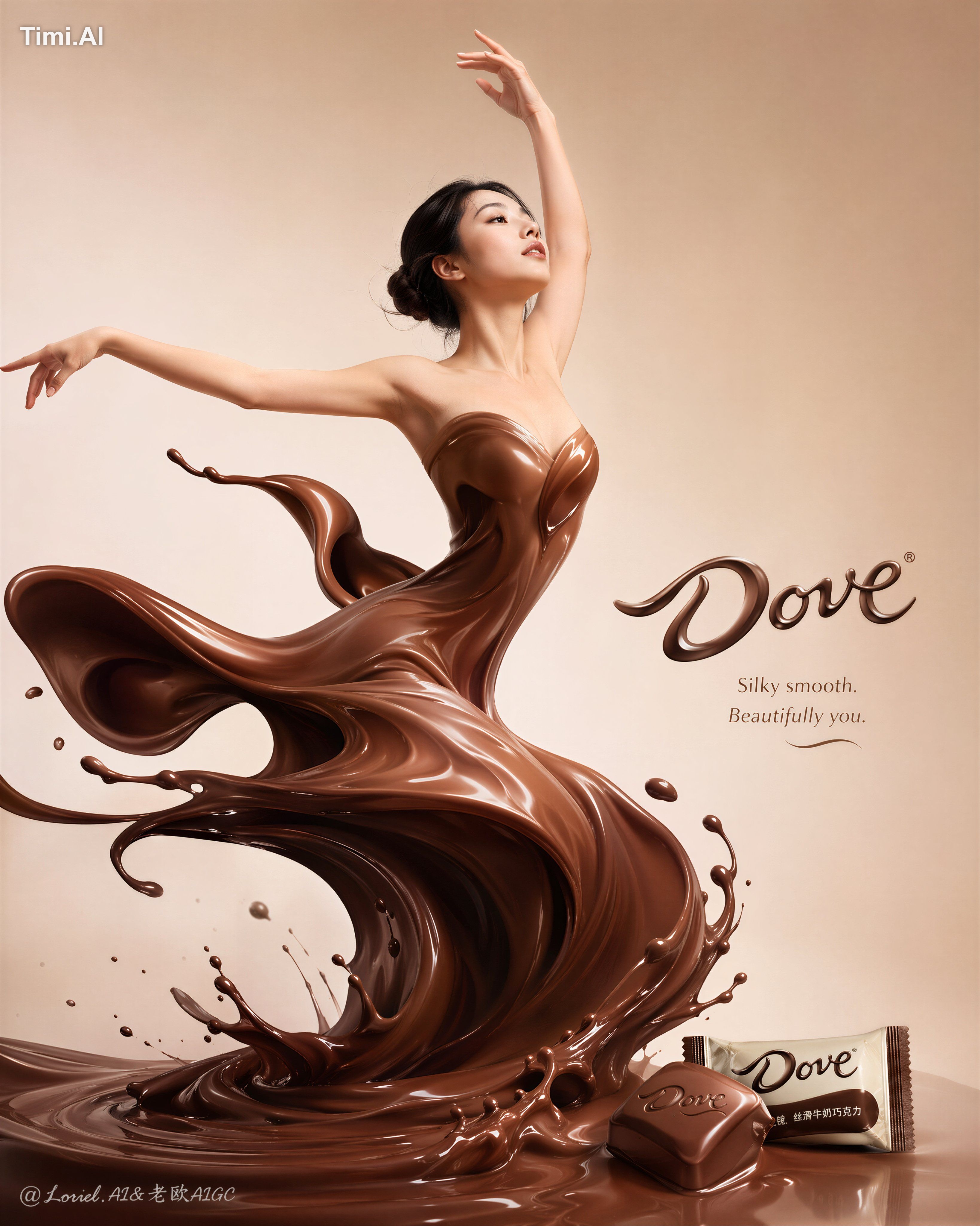 messy splash chaos, fake fabric dress, cartoon chocolate, muddy liquid,… 1