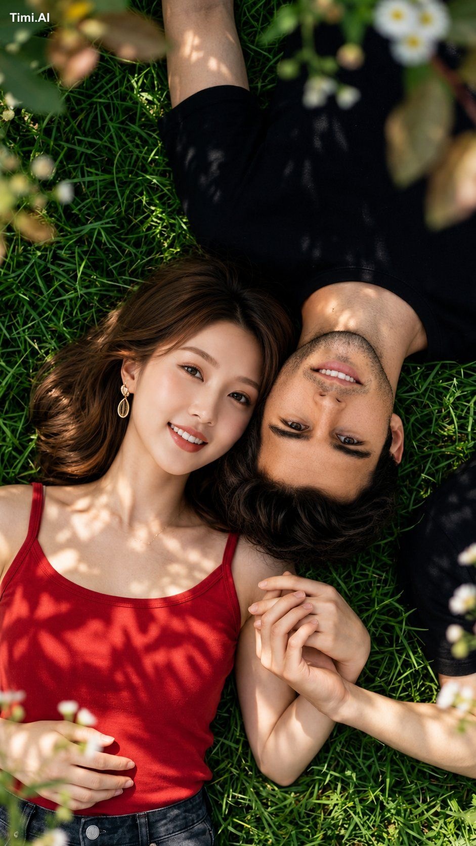 > Ultra-realistic lifestyle couple portrait captured from a perfectly v…