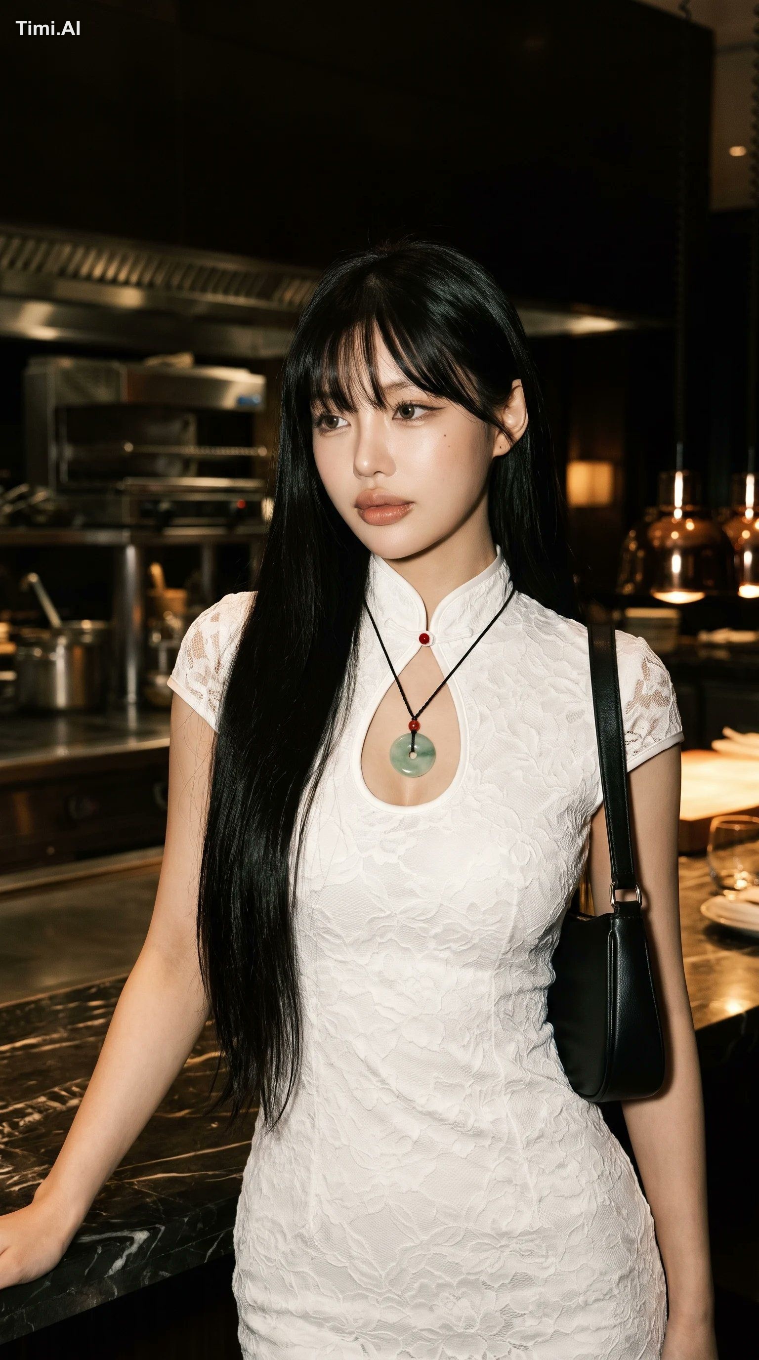 Ultra-realistic portrait of an elegant young East Asian woman standing …