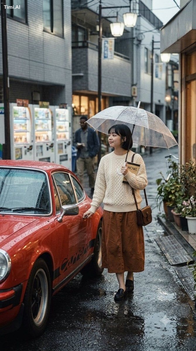 A charming, vintage-inspired studio portrait of a beautiful young Korea…