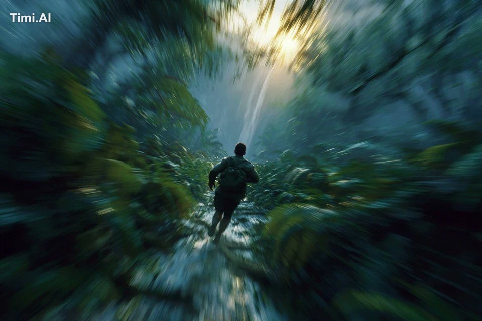 A cinematic tracking shot of a [subject] sprinting through a [landscape… 3