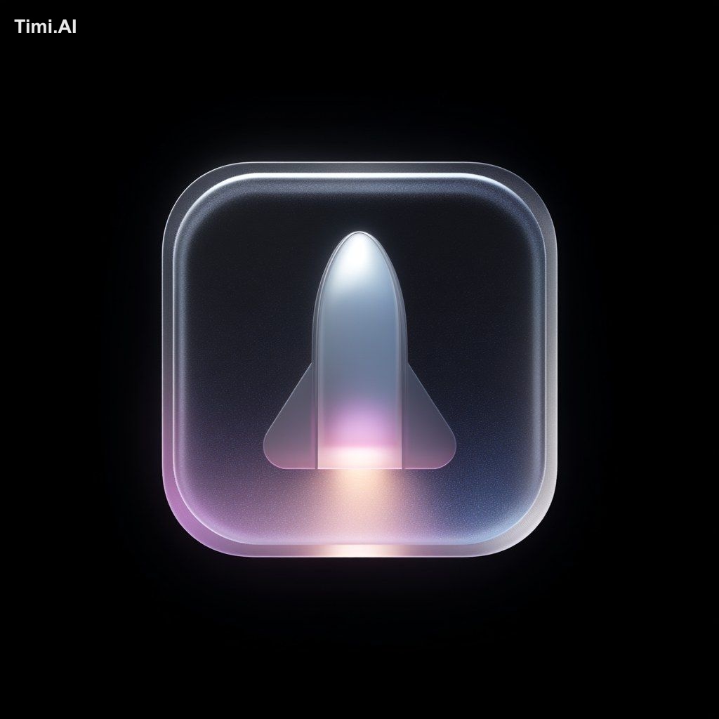 modern, 3D app icon centered on a black background. a rounded square wi…
