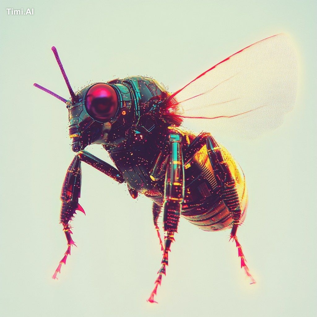 futuristic cyber bee, film photo, vintage photo, isolated background --…