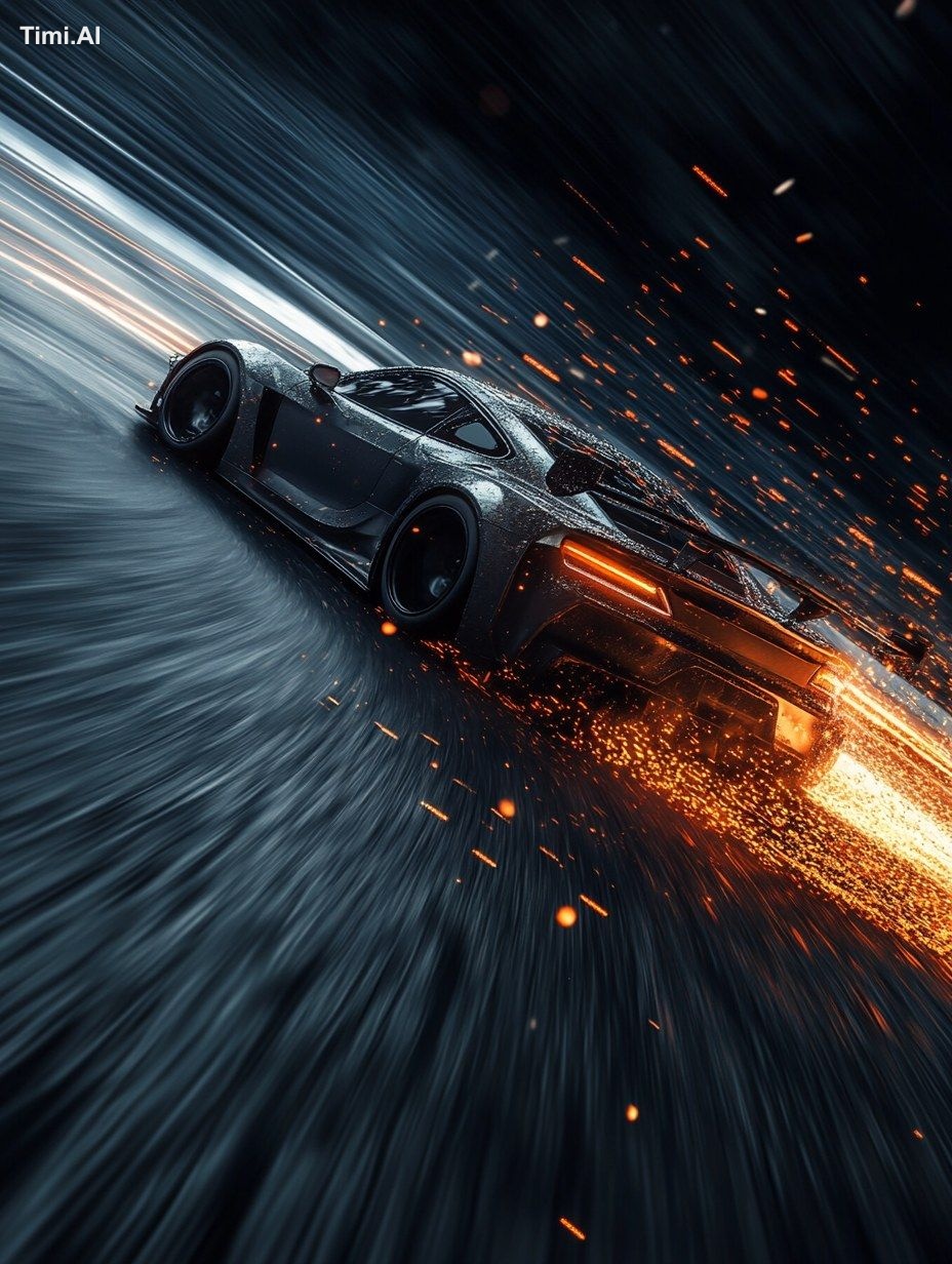 racing car, Light painting, Bullet Time, dark gray XIAOMI'sdecisive mom…