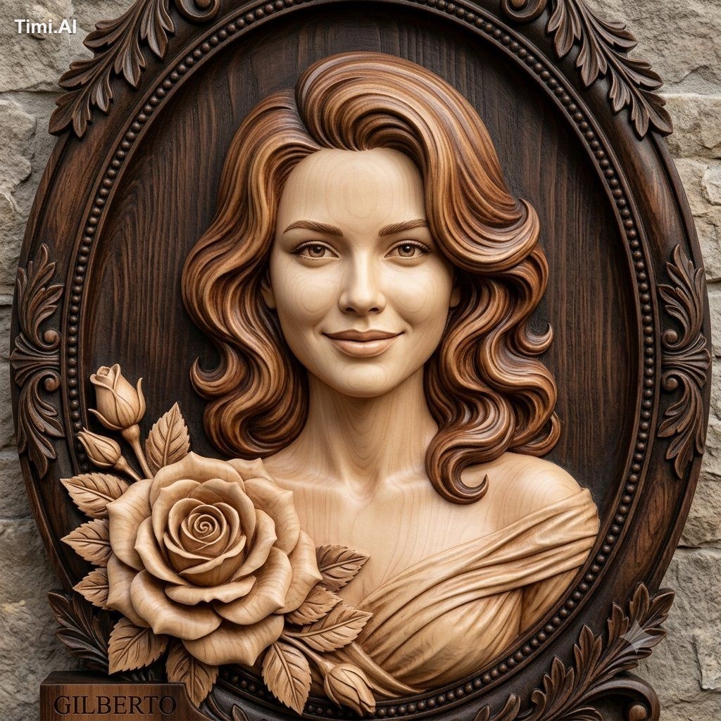 Create a luxurious, museum-quality 3D bas-relief sculpture portraying a… 1