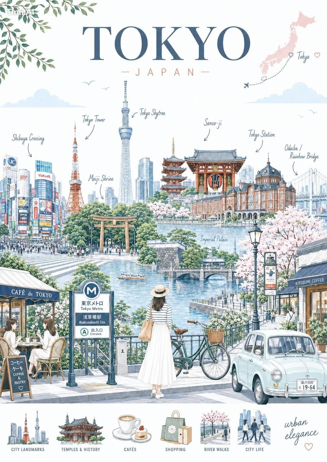 Create a sophisticated premium travel illustration of **[LOCATION]** in…