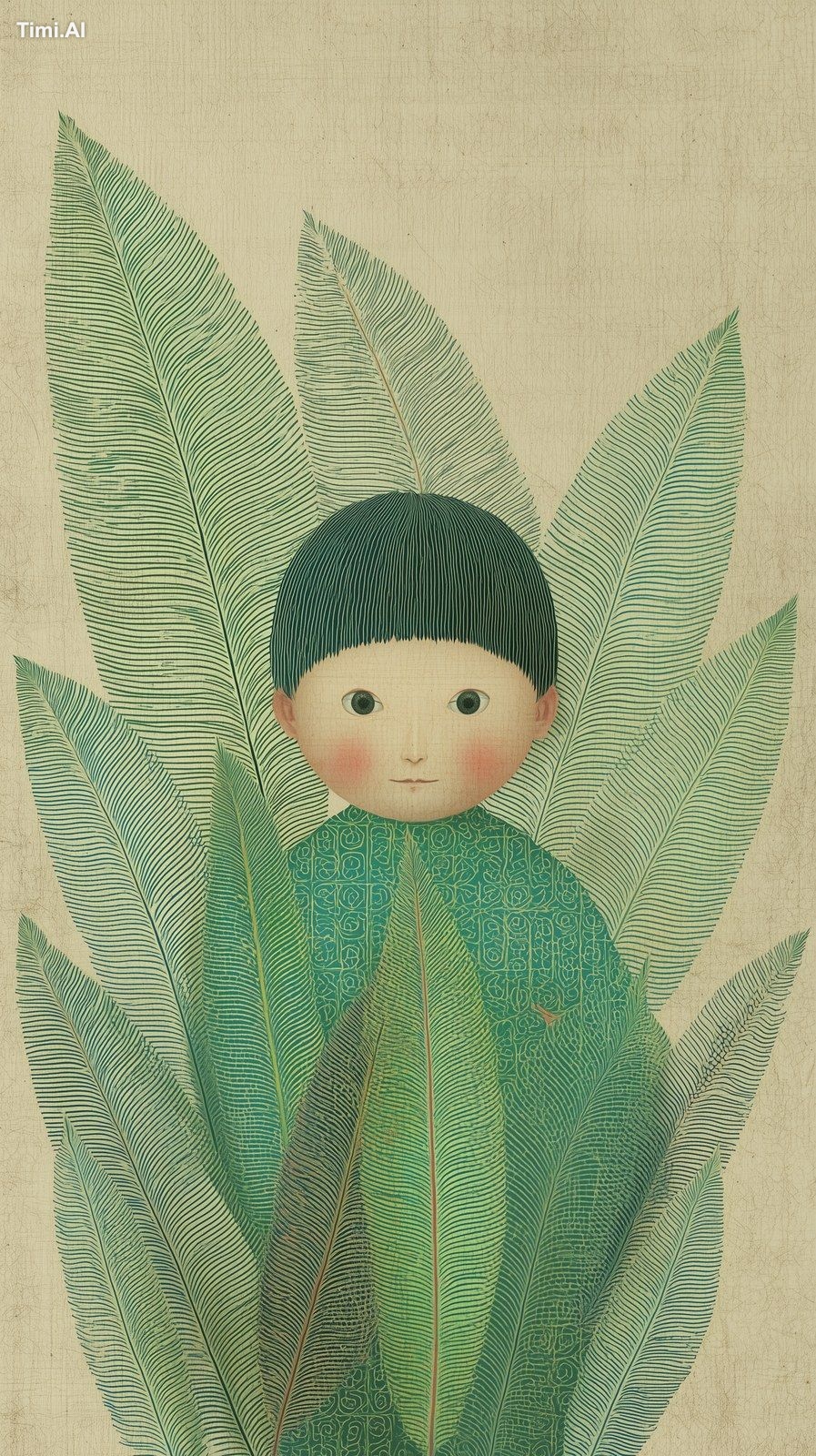 The jungle inside this Asian child, illustration in Codex Seraphinianus…