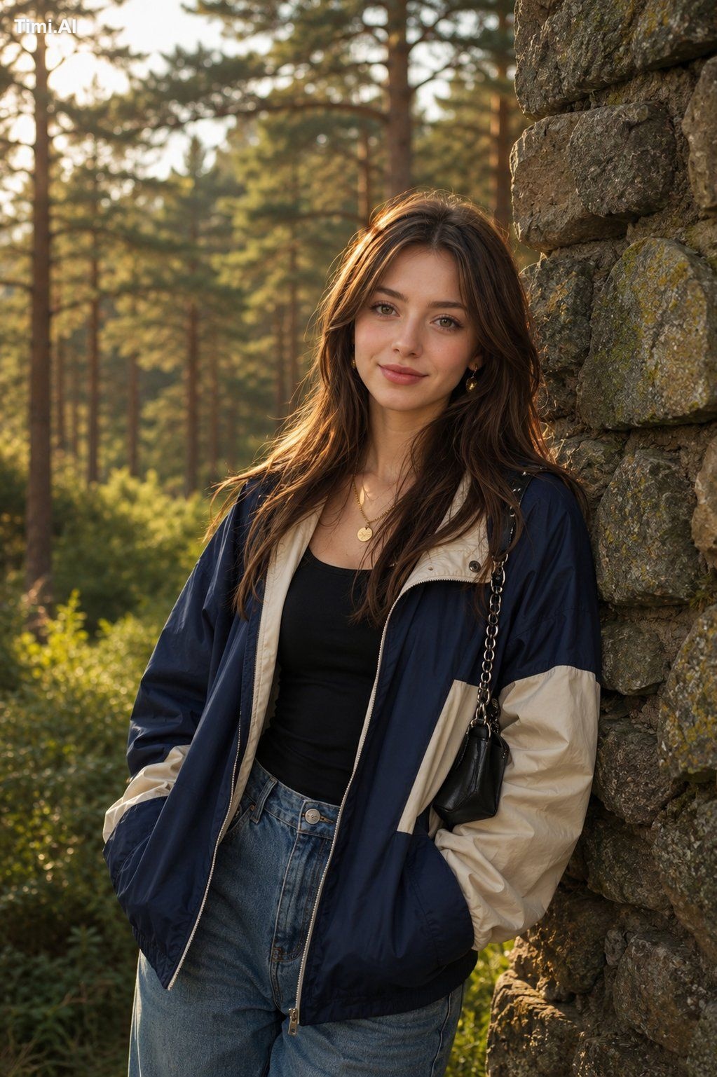 Ultra-realistic outdoor portrait of a beautiful young woman leaning cas… 1