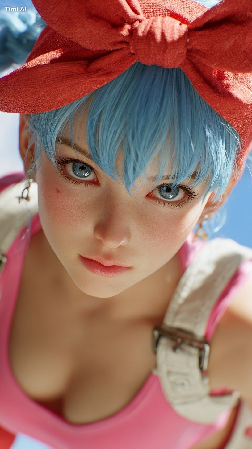 Chest shot, Bulma, an important character in the famous Japanese animat…