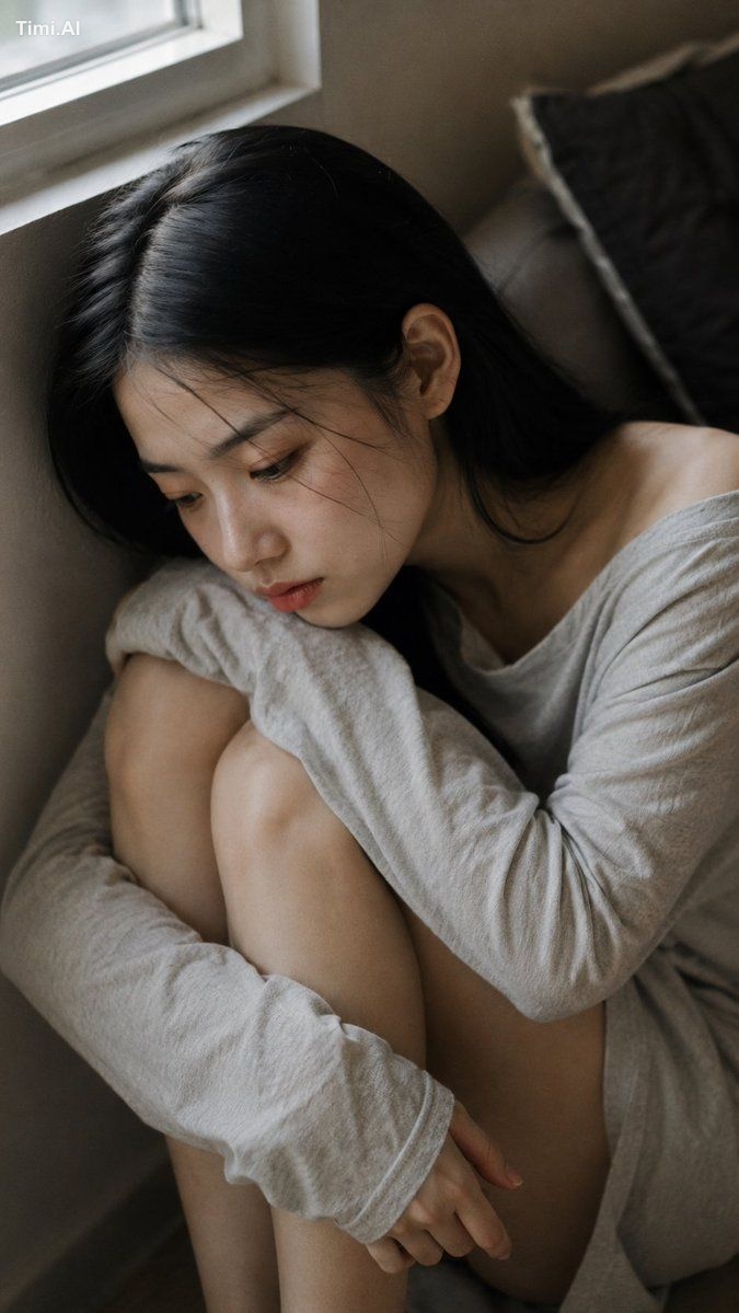 Close-up portrait, 85mm f/1.4, a young East Asian woman in her early 20… 1
