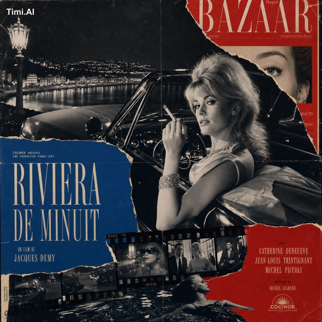 Luxury 1960s Riviera thriller poster, mysterious blonde actress reclini…