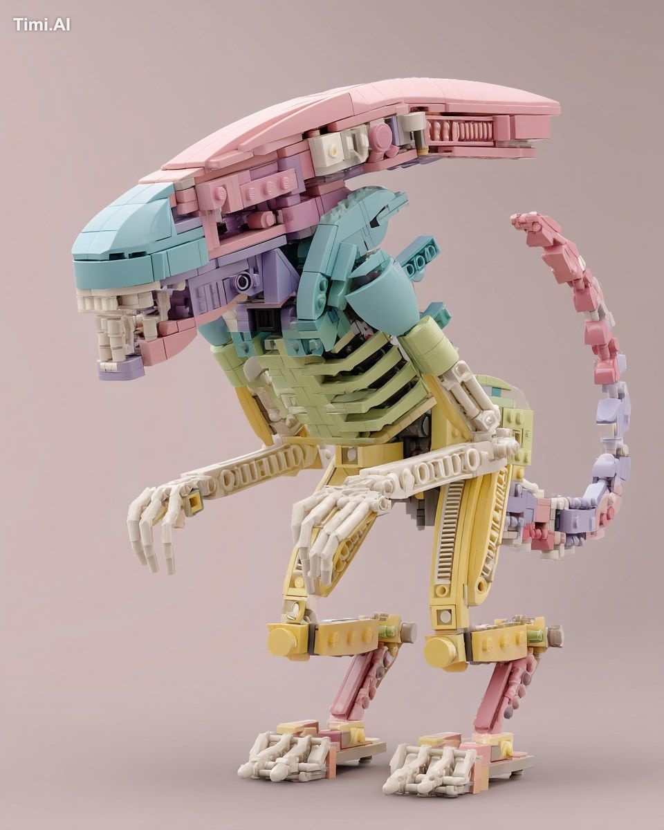 lego xenomorph, pastel color --ar 4:5 --v 7