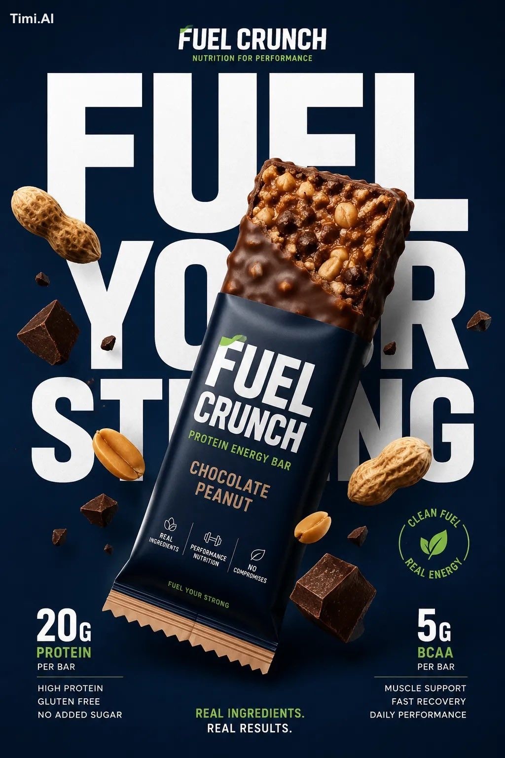 Create a premium FMCG healthy snack advertising poster inspired by bold… 2