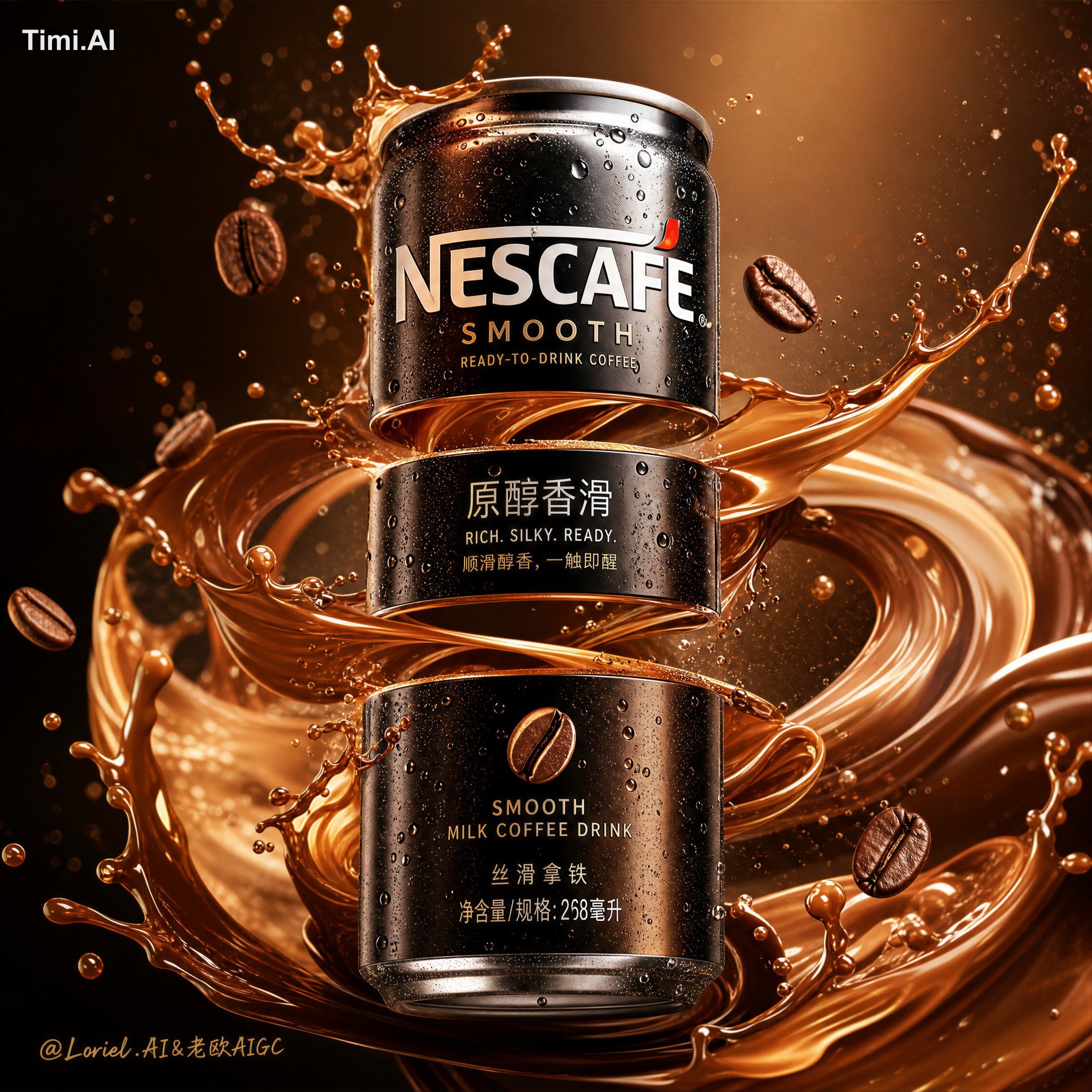 multiple separate cans, disconnected can pieces, unreadable Nescafé lab…