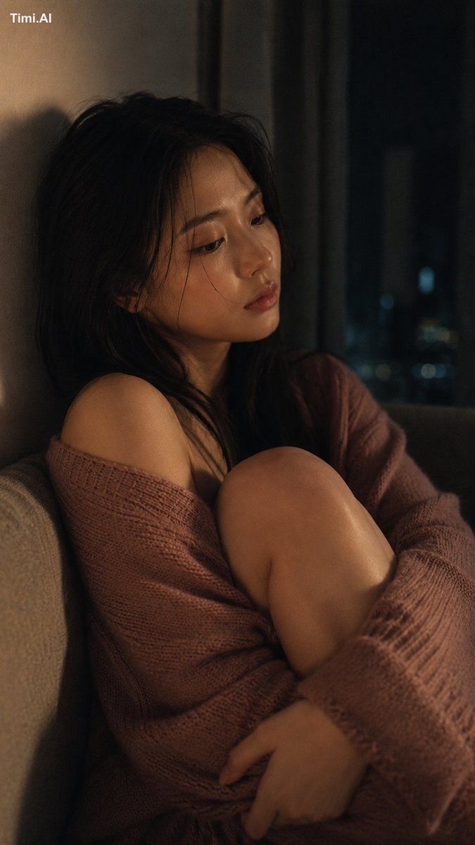 Medium close-up portrait, 85mm f/1.8, a young East Asian woman in her e… 1